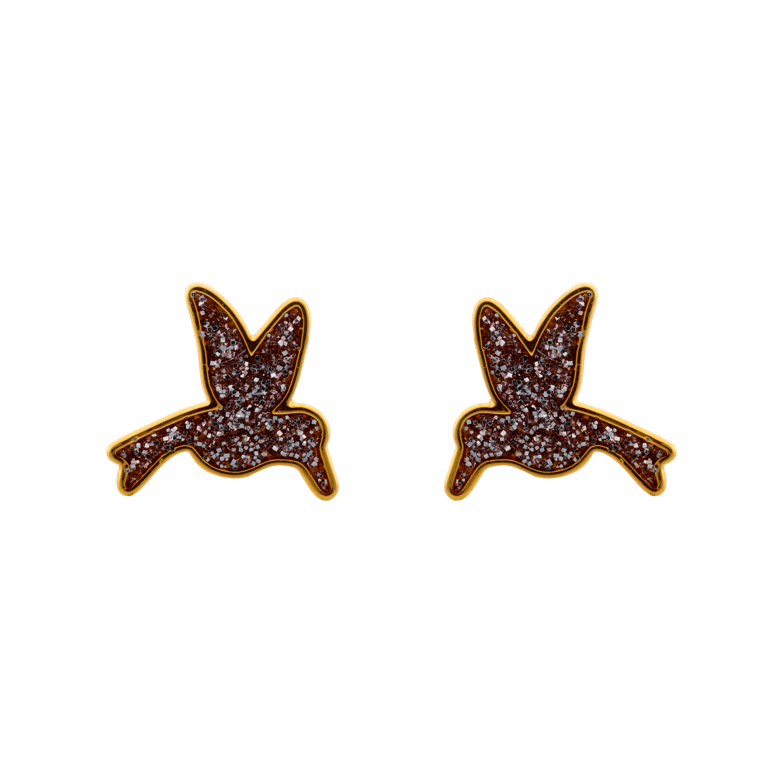 Boucles d’oreilles puce Colibris en émail pailleté