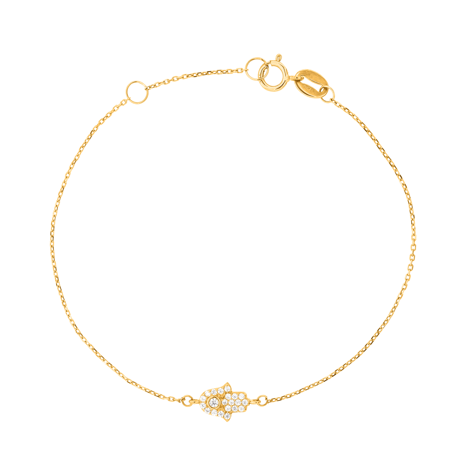 bracelet main de fatma Pavage Oxyde de Zirconium 17 plus 2 centimètres