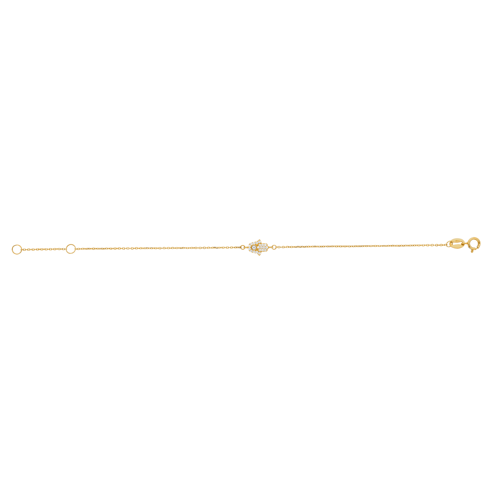 bracelet main de fatma Pavage Oxyde de Zirconium 17 plus 2 centimètres