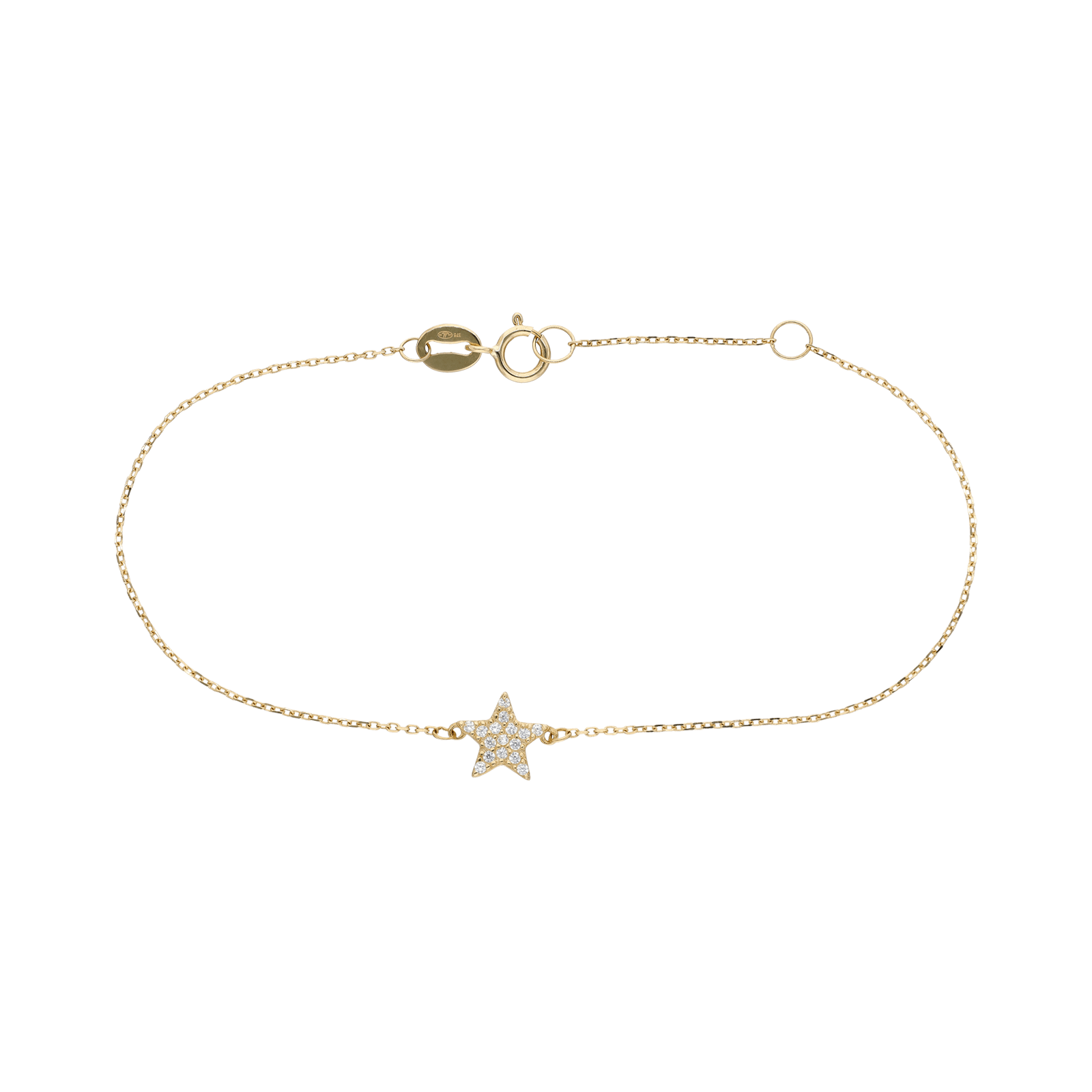 Bracelet motif étoile pavé Oxyde de Zirconium 17 plus 2 centimètres