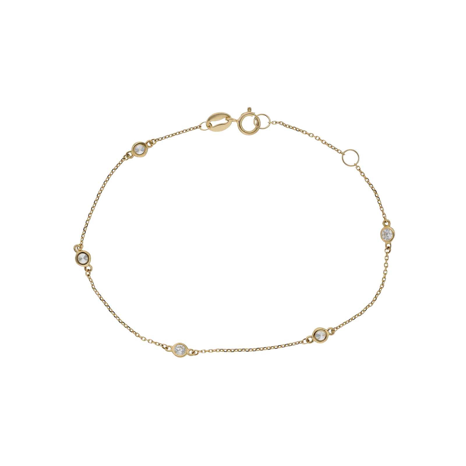 Bracelet avec 5 Oxyde de Zirconium sertis clos 17 plus 2 centimètres
