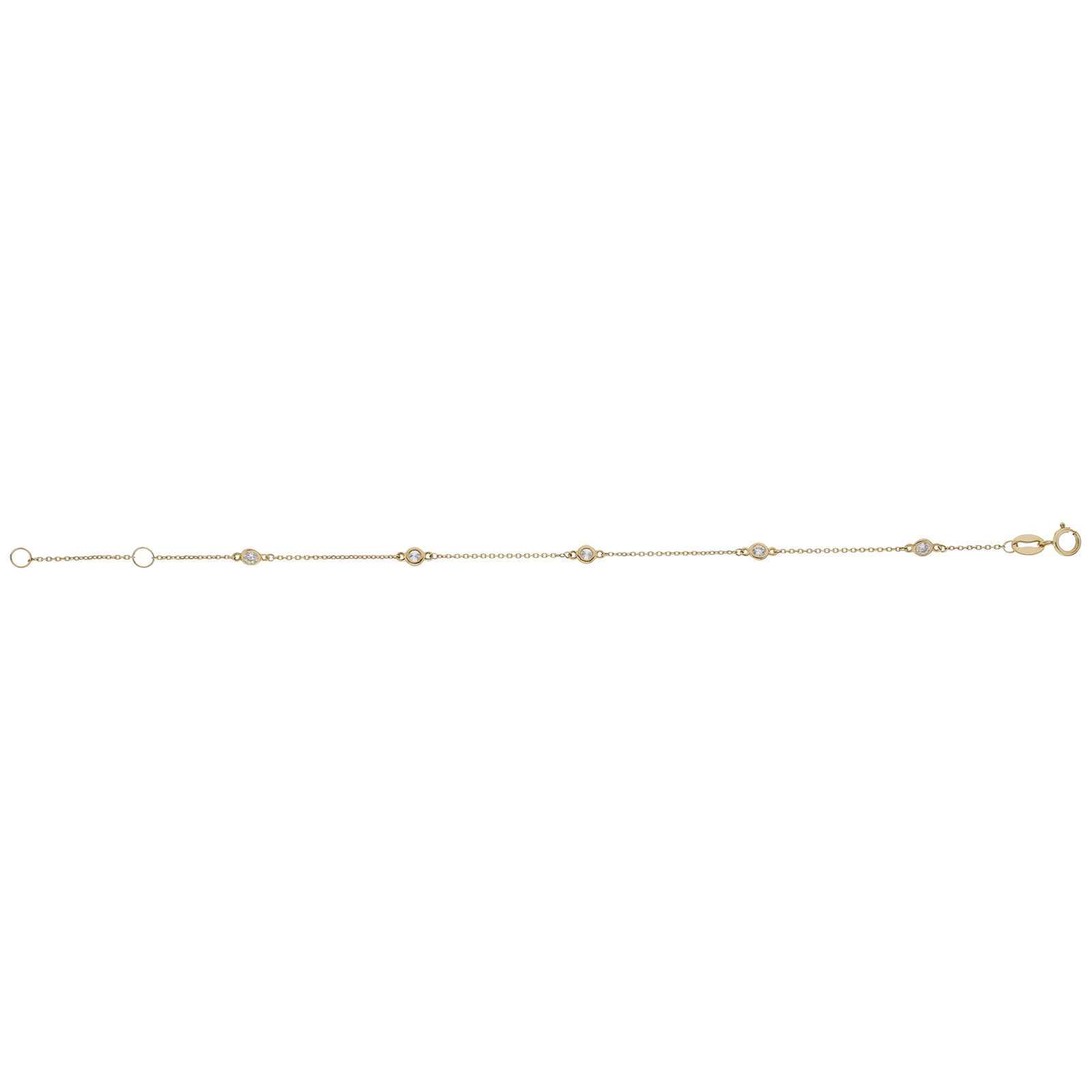 Bracelet avec 5 Oxyde de Zirconium sertis clos 17 plus 2 centimètres