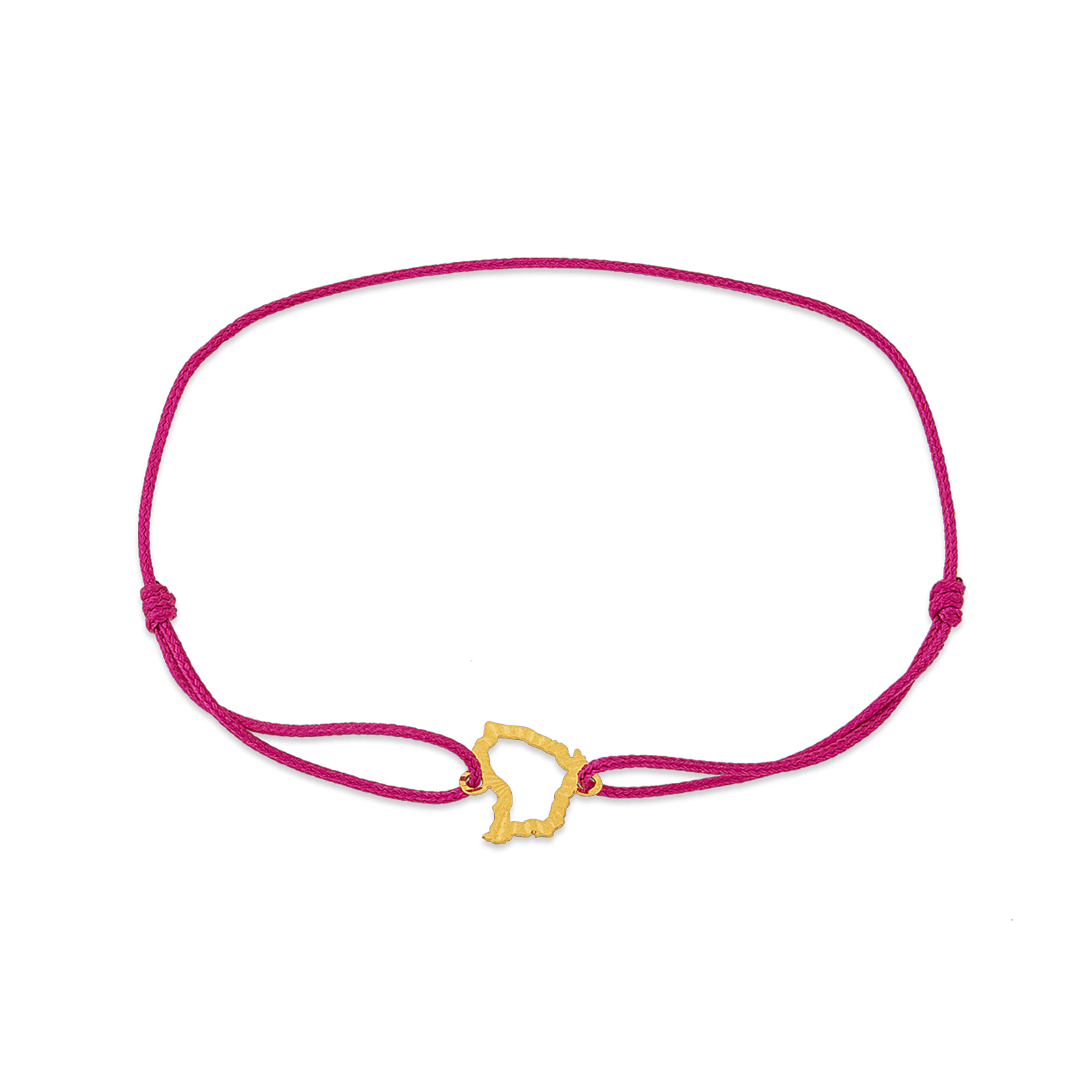 Bracelet Carte Guyane Or750 Diamanté Cordon Rose