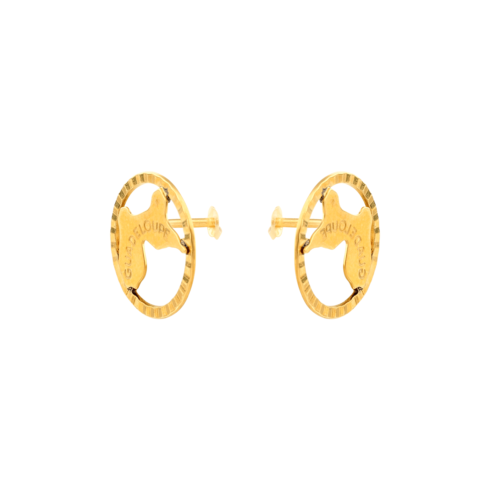Boucles d'oreilles cercle diamanté avec Carte Guadeloupe :