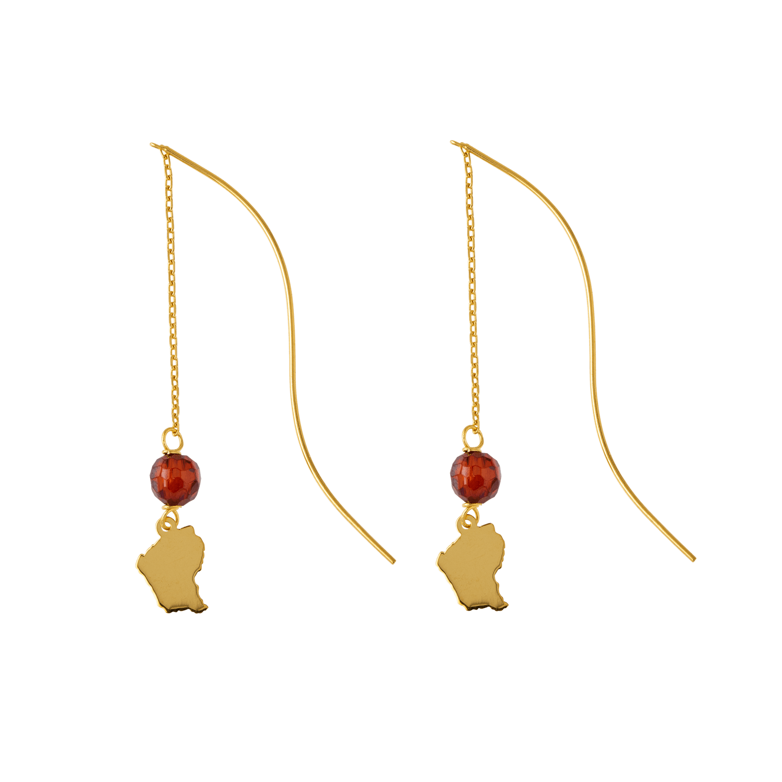 Boucles d'Oreilles Guyanaises Guyane et Oxyde de Zirconium Grenat