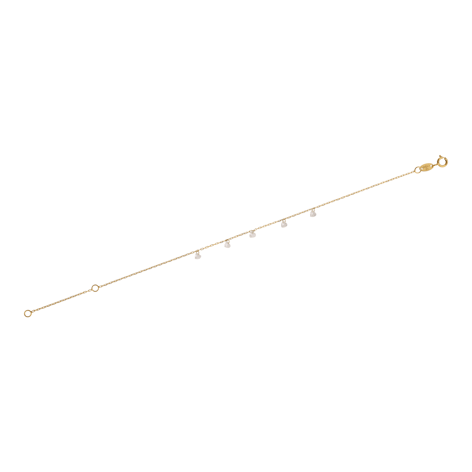 Bracelet Callas 5 motifs coeurs Oxyde de Zirconium 17 plus 3 centimètres