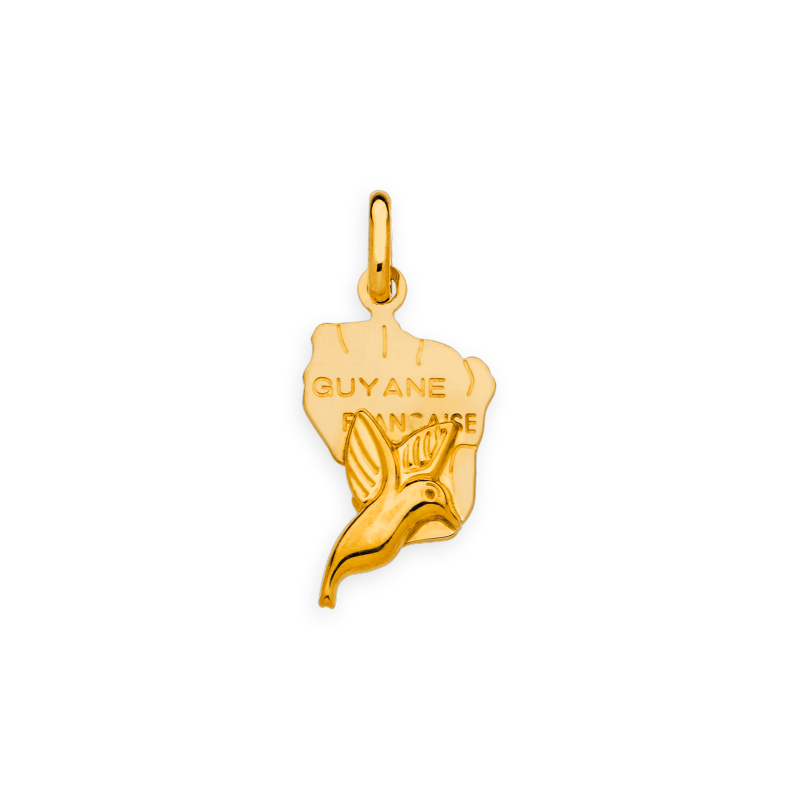Pendentif Or 750 Carte Guyane Colibri 11*23mm Avec Bélière
