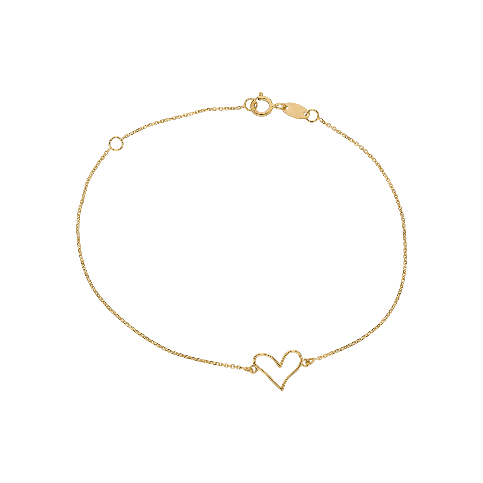 bracelet callas motif coeur ajouré 17+3cm