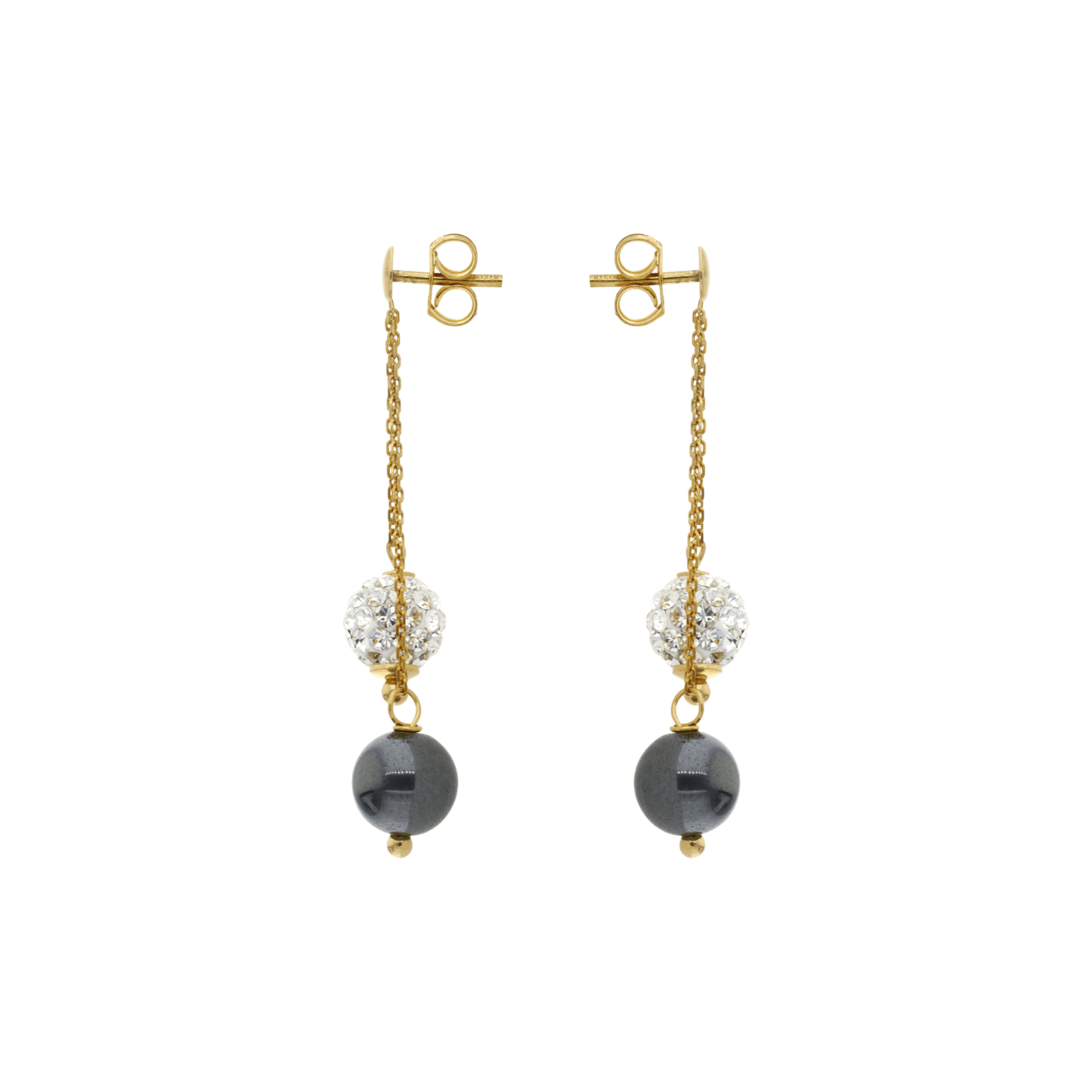 boucles d'oreilles 2 pendentif 1 hématite 6 mm bleu strass