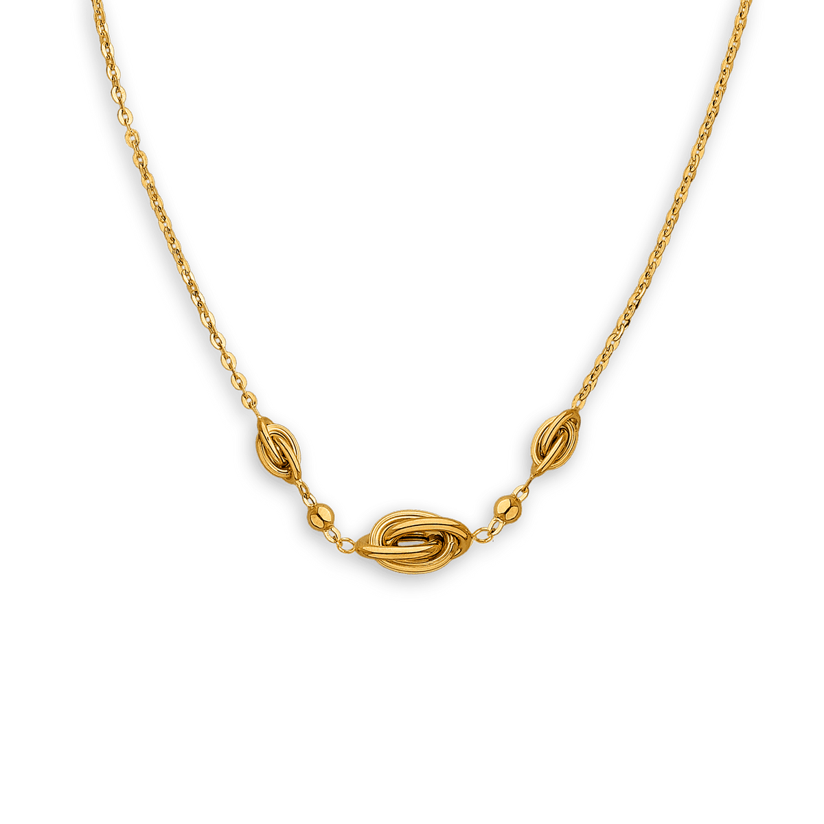 Collier Or 375 Noeuds Forçat Antillais 6  à 8mm Boules 4mm 45cm