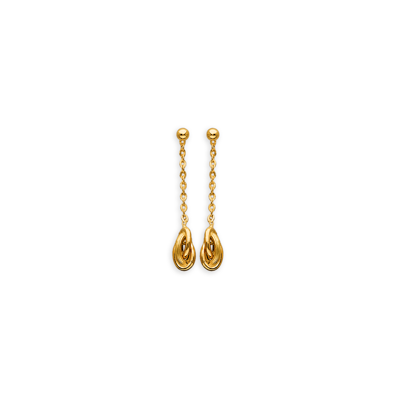 Boucles D'oreilles Or375 Pendant 32mm Au Total Nœud Forçat Antillais 6mm