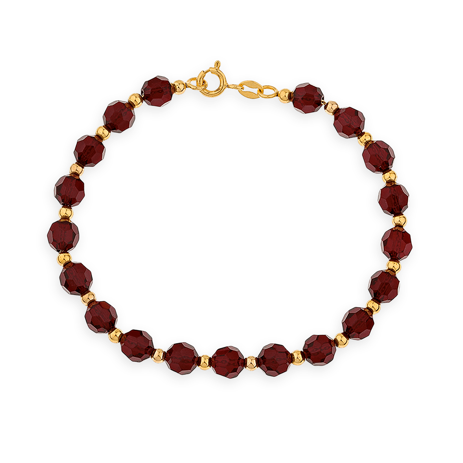 Bracelet Chaîne Or375 Grain D'or Cristal Grenat