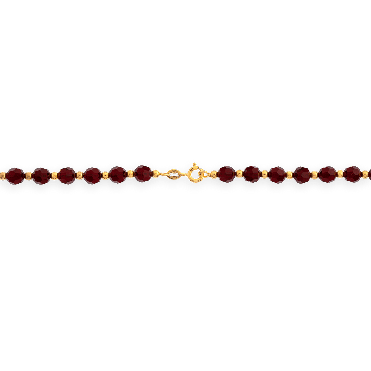 Collier Or 375 Cristal Grenat 6mm Boules 3mm 45cm