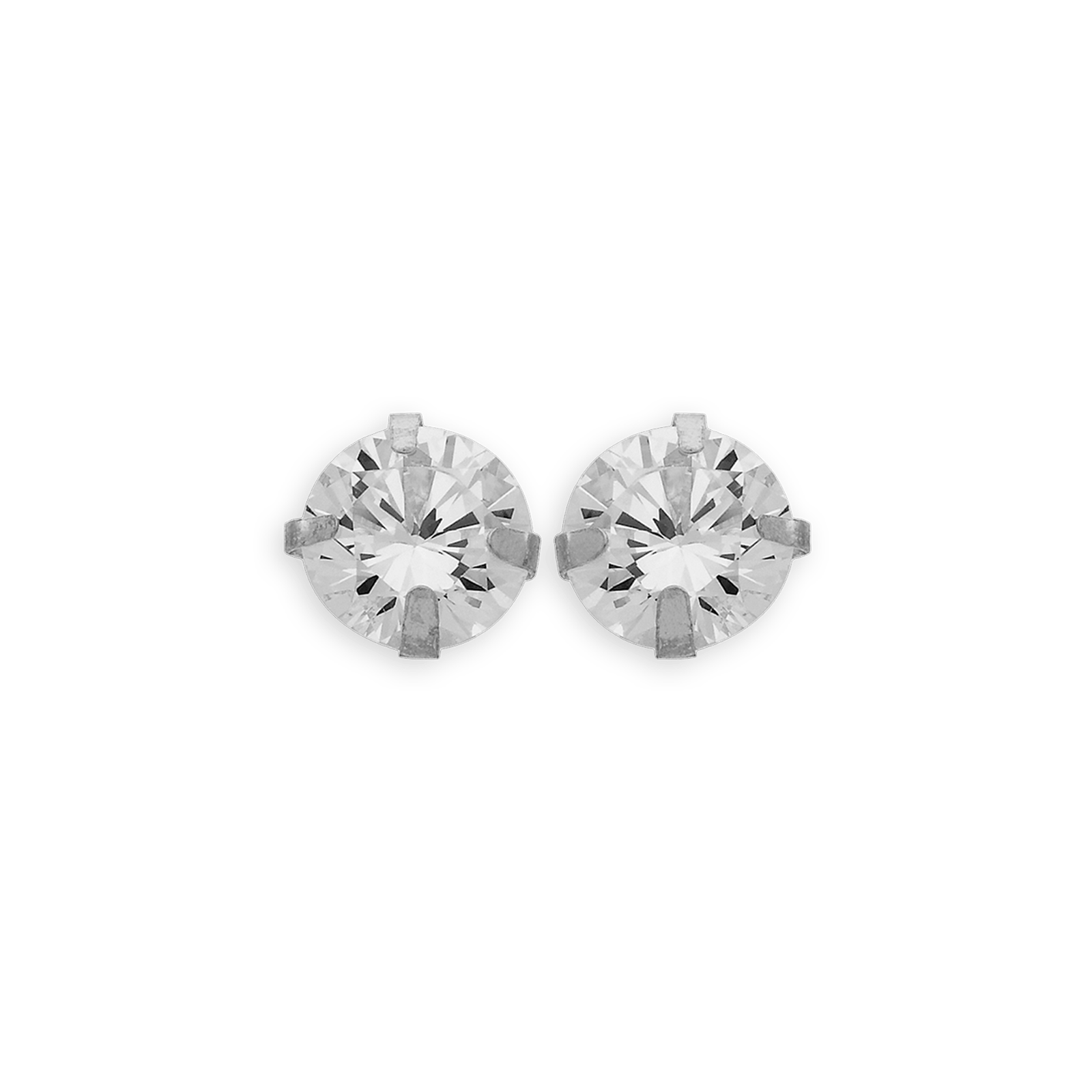 Boucles D'oreilles Or375 Gris Puces Zirconium 6mm