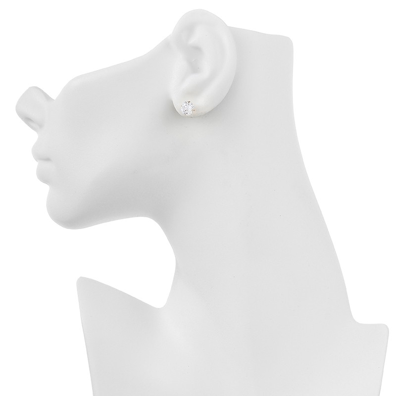 Boucles D'oreilles Or 375 Zirconium 7mm 4 Griffes
