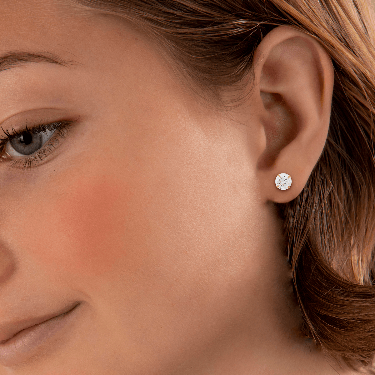 Boucles D'oreilles Or 375 Zirconium 7mm 4 Griffes