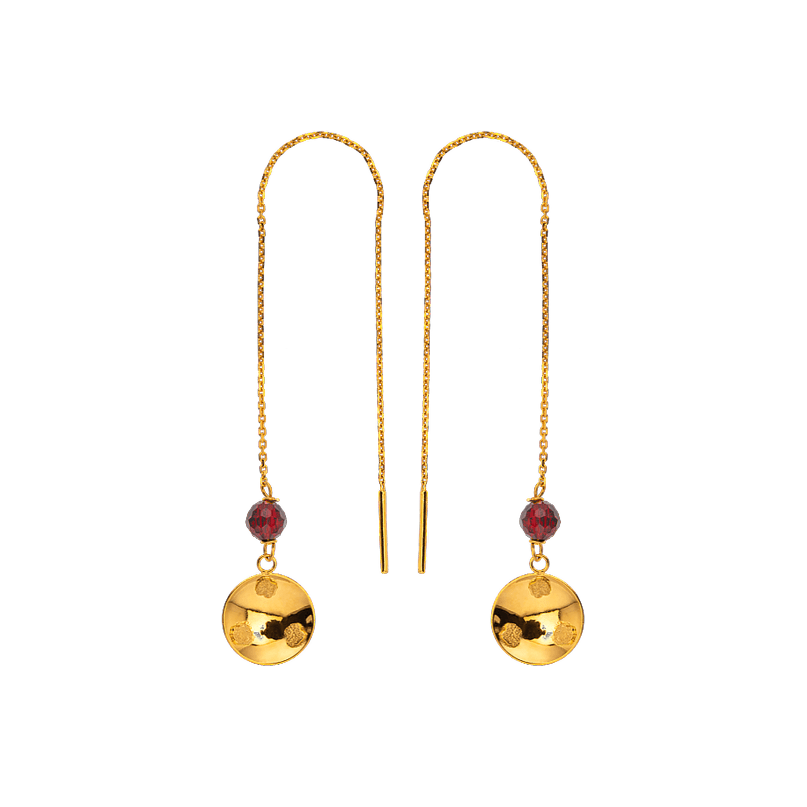 Boucles D'oreilles Batée Cristal Grenat Or750