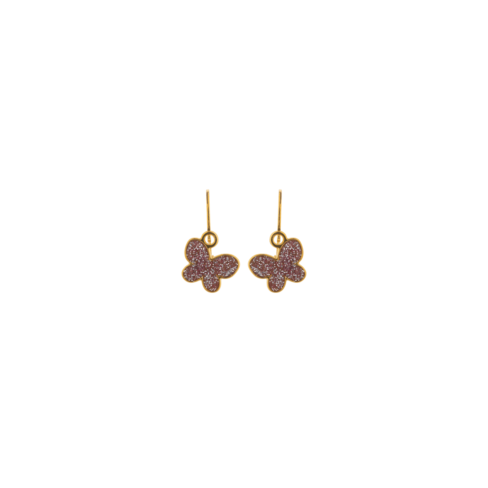 Boucles D'oreilles Pendant Papillon Pailleté 7*6mm Or375