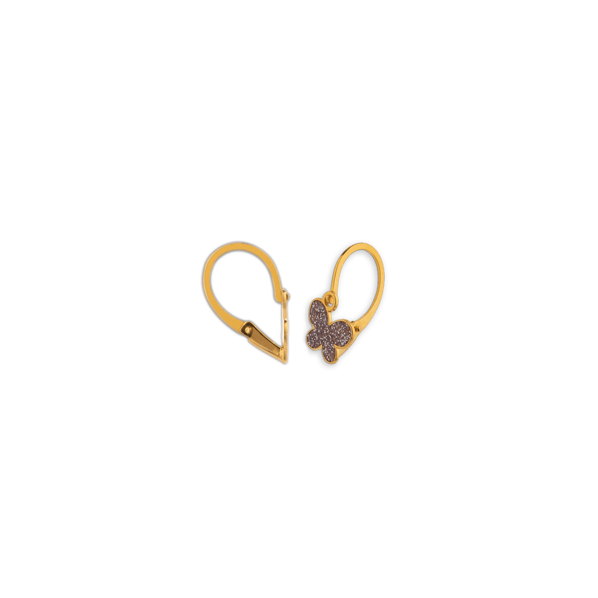 Boucles D'oreilles Or 375 Pendant Papillon Pailleté 7*6mm