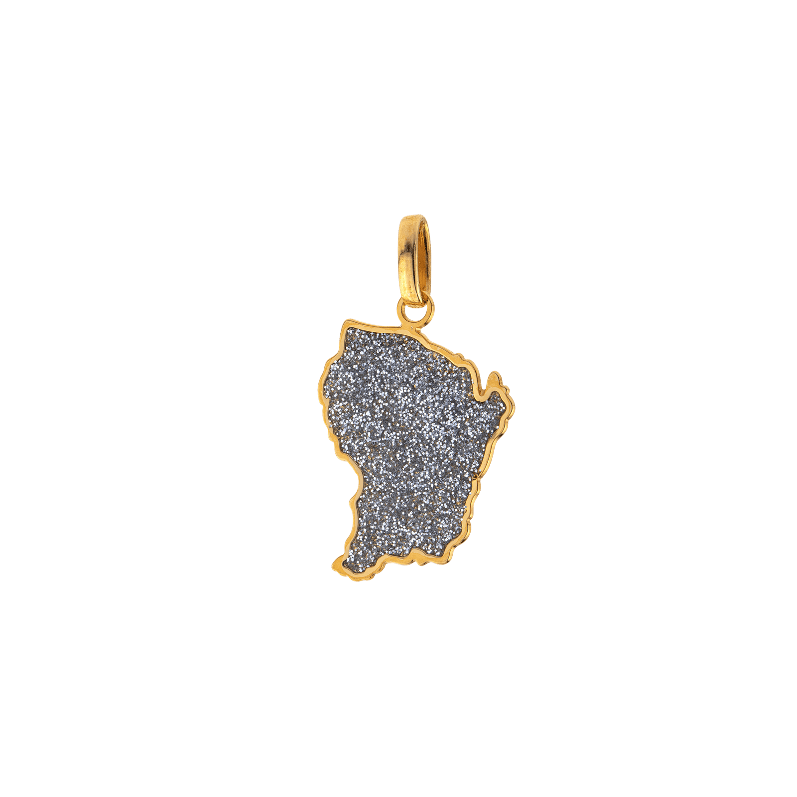 Pendentif Or750 Carte Guyane Email Pailleté 12.8*21mm Avec Bélière