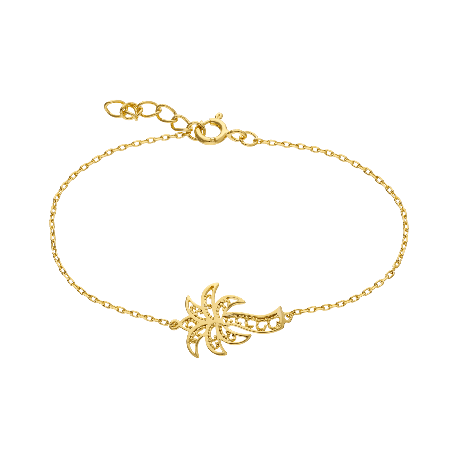 Bracelet plaqué or palmier filigrane