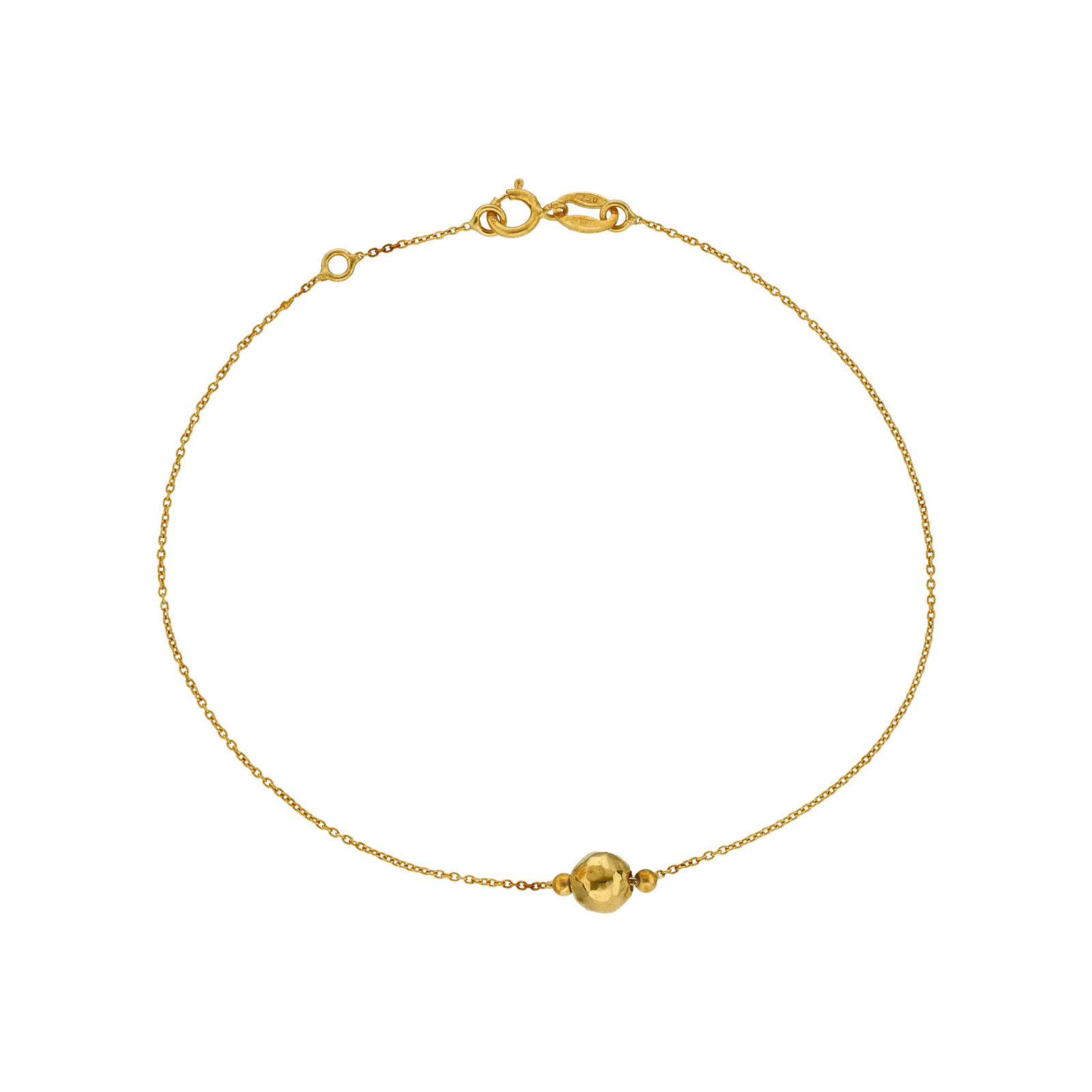Bracelet chaîne Centre bleu martelées 5 millimètres 18 centimètres