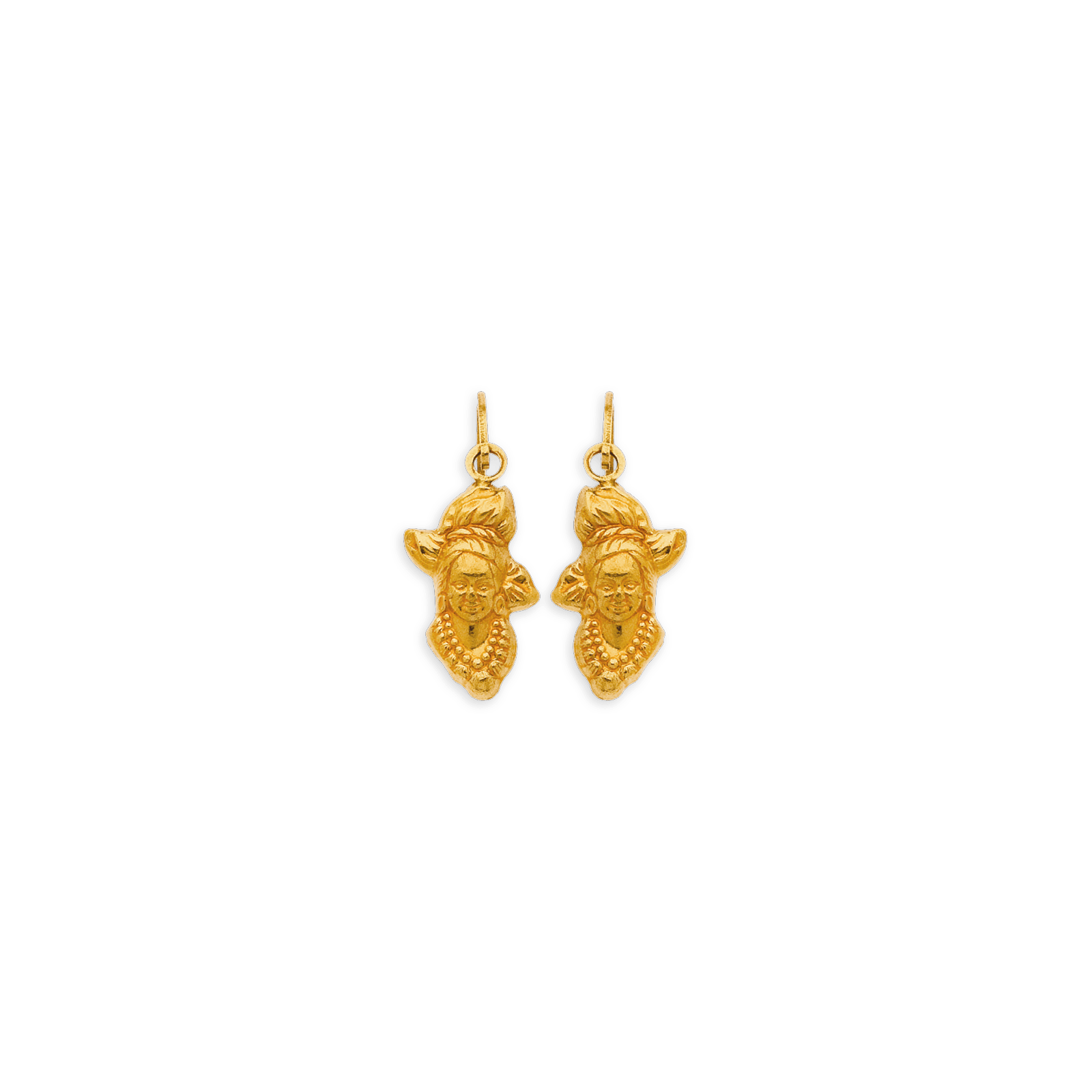 Boucles D'oreilles Or750 Pendant 14mm Au Total Tête Antillaise 5*10mm