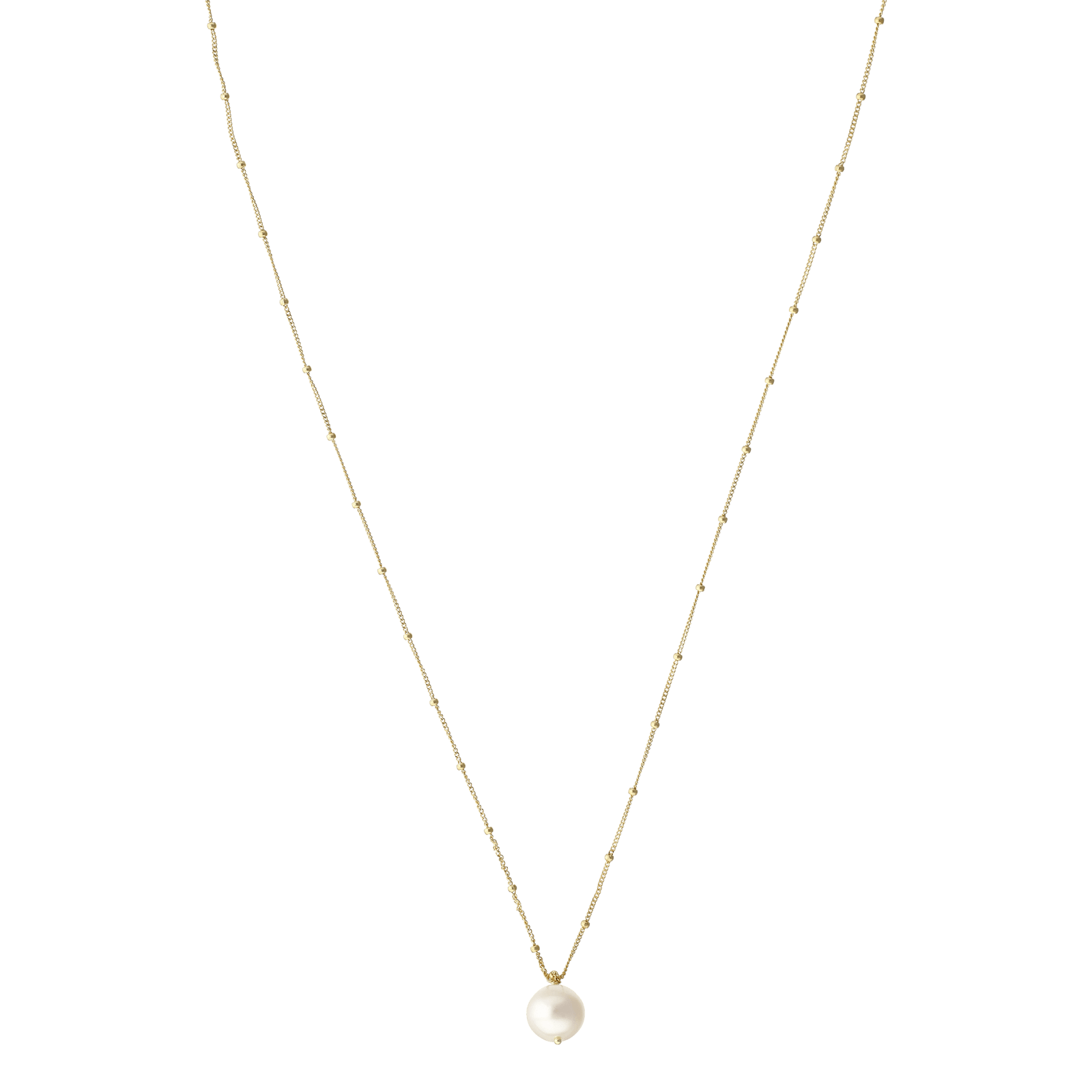 Collier CALLAS boules lisses & perle centrale blanche 42+CM or375