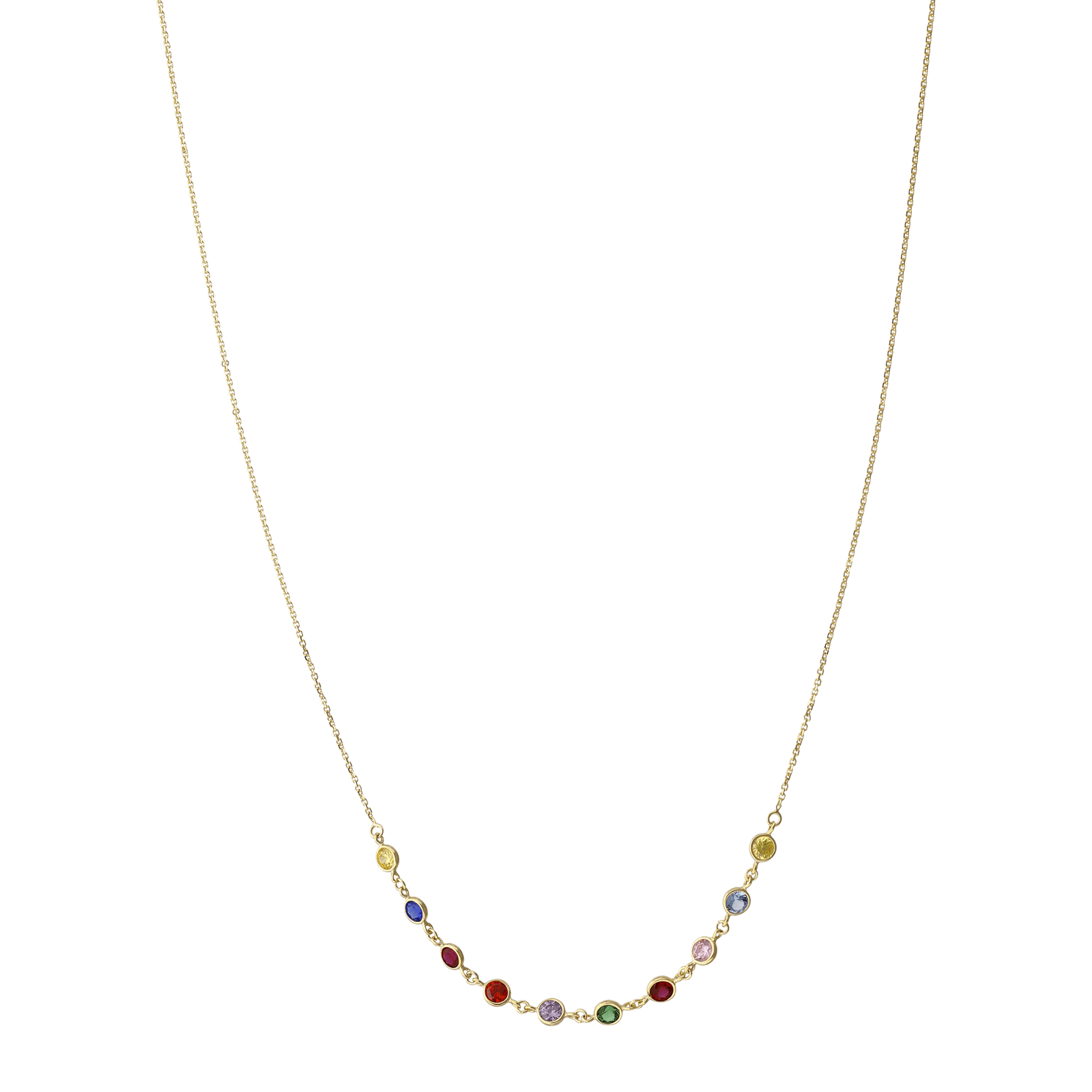 collier Callas motifs ronds pierres tuti frutti 42 plus 3 centimètres
