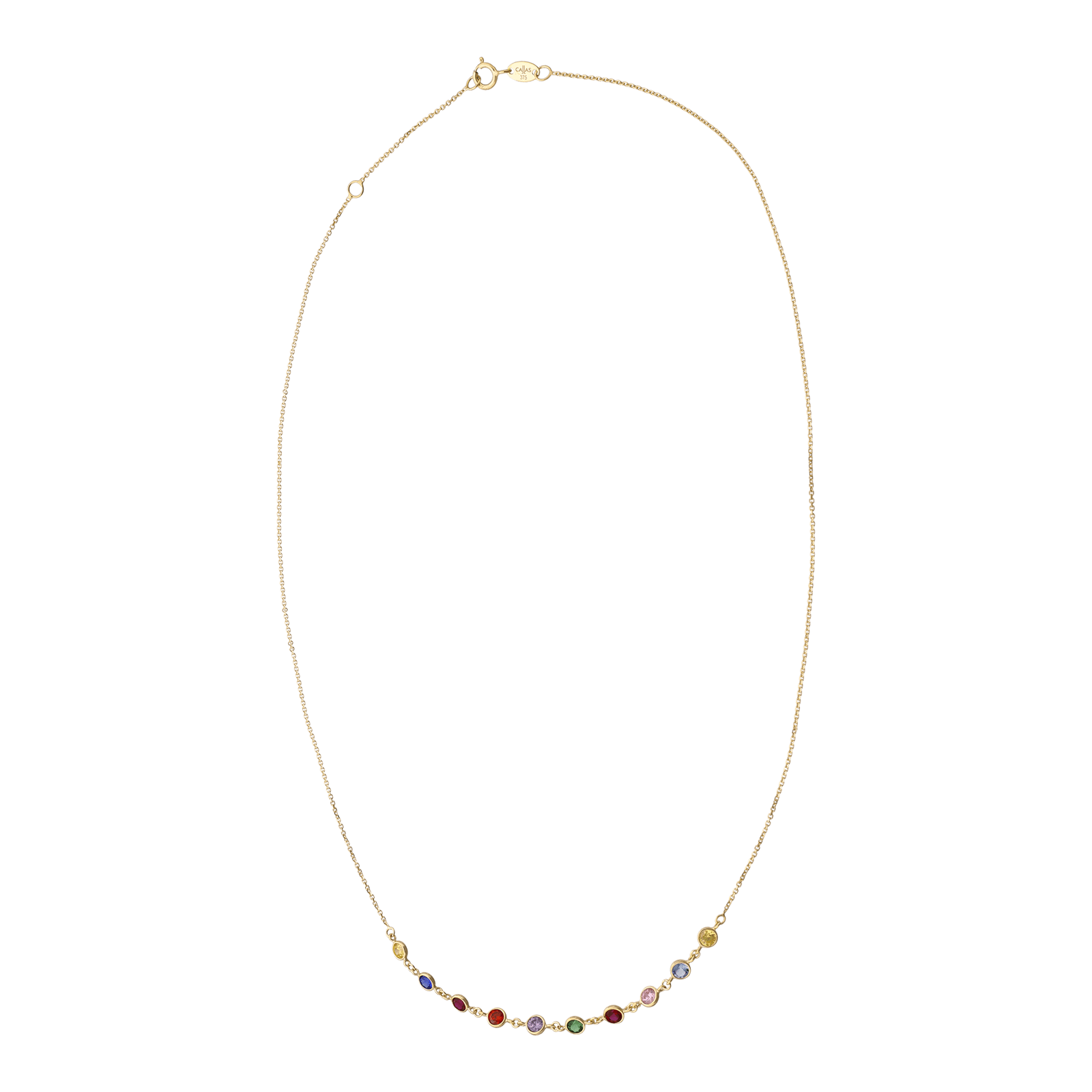 collier Callas motifs ronds pierres tuti frutti 42 plus 3 centimètres