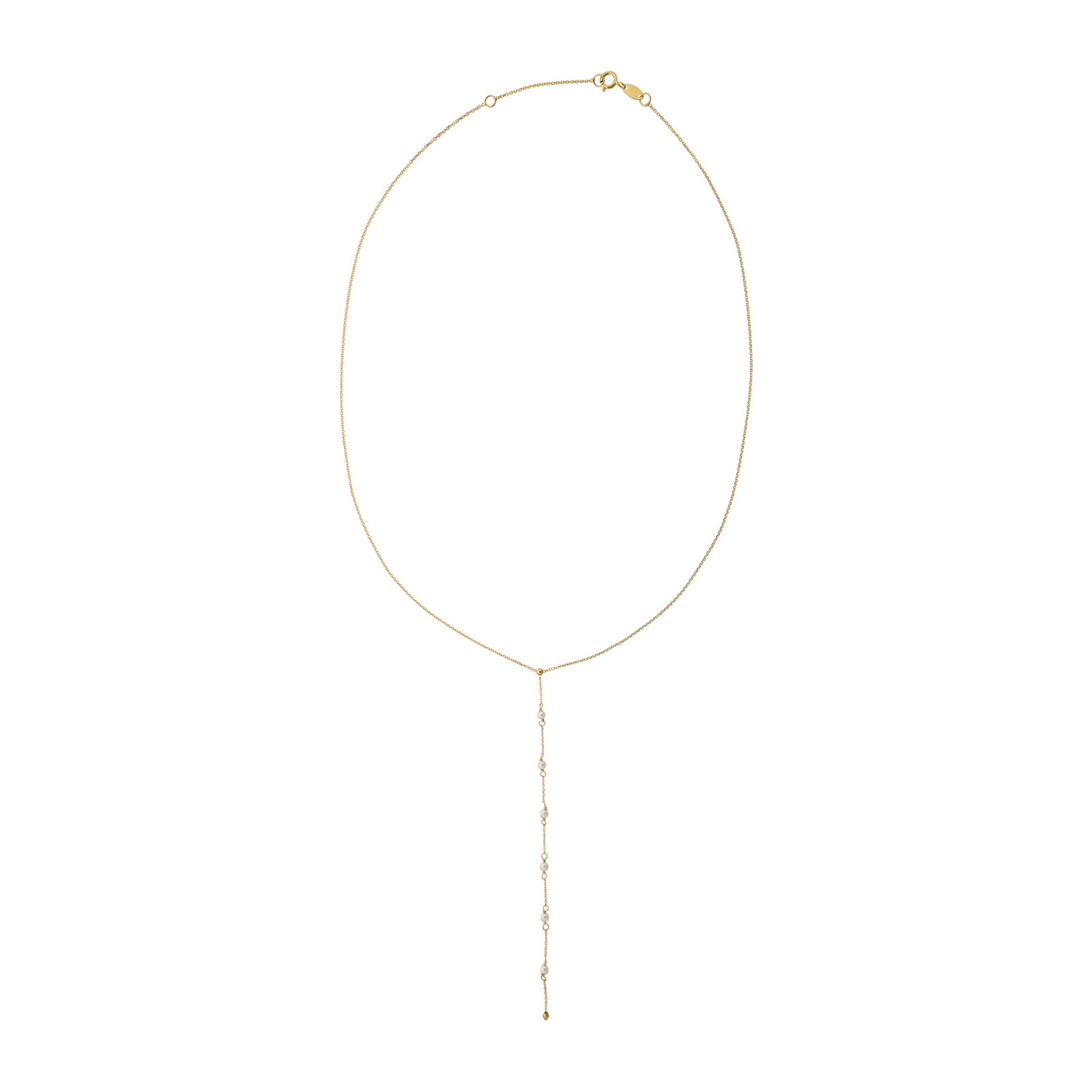 Collier Callas en Y boules Lisses et perles blanches 42 plus 3 centimètres