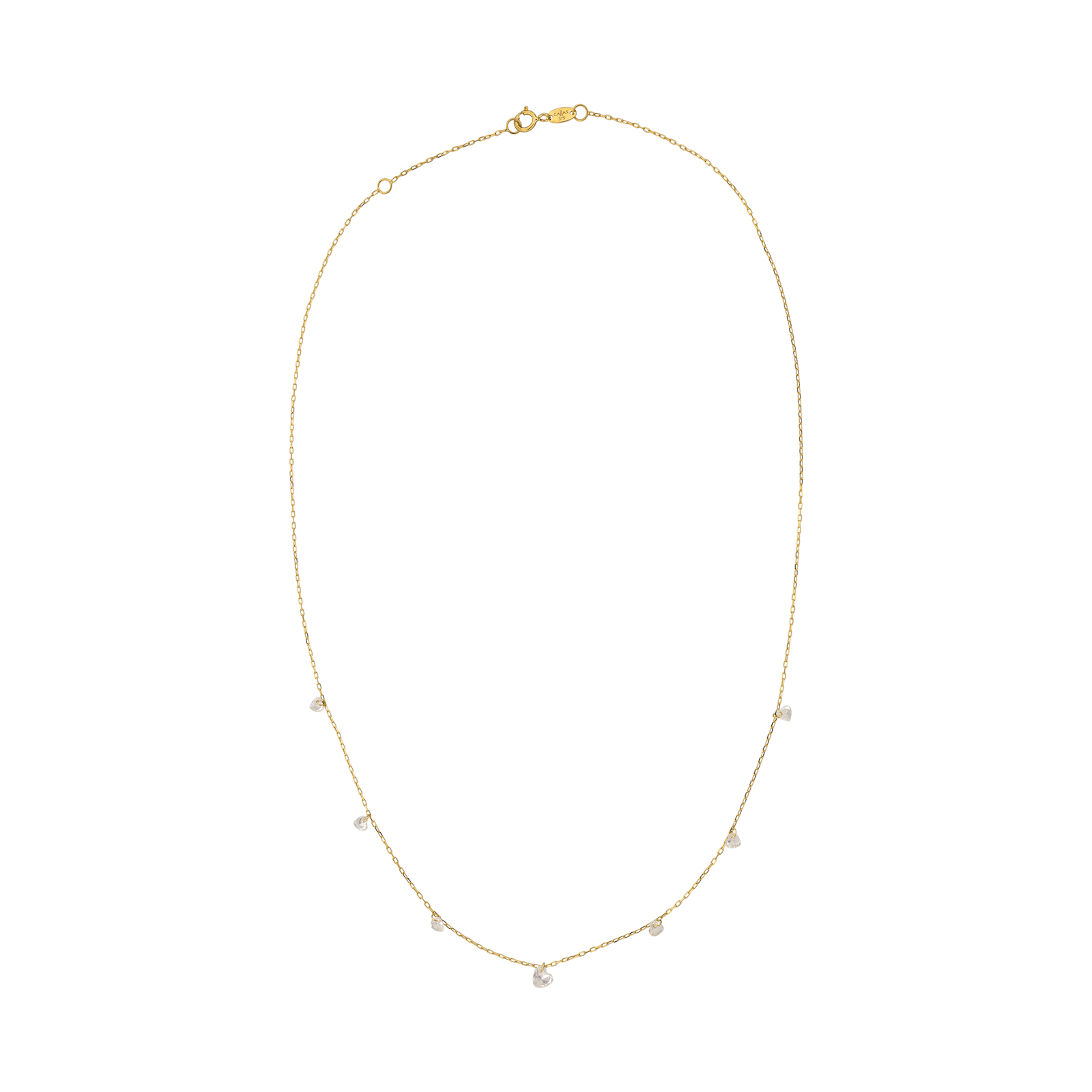 Collier Or375 7 Coeurs Oxydes 42A45cm
