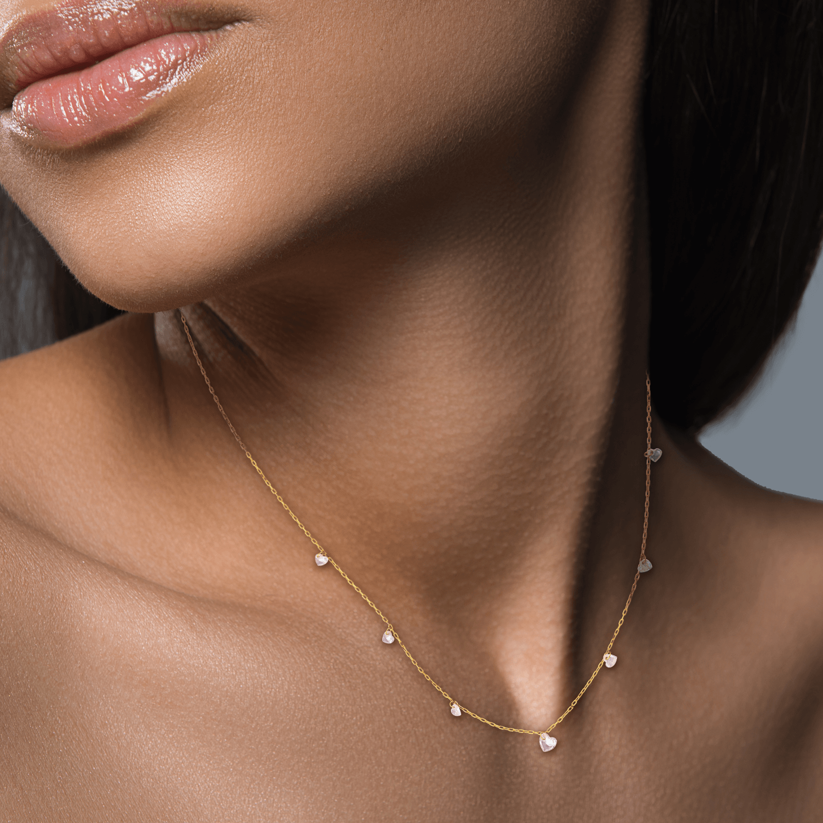 Collier Or375 7 Coeurs Oxydes 42A45cm
