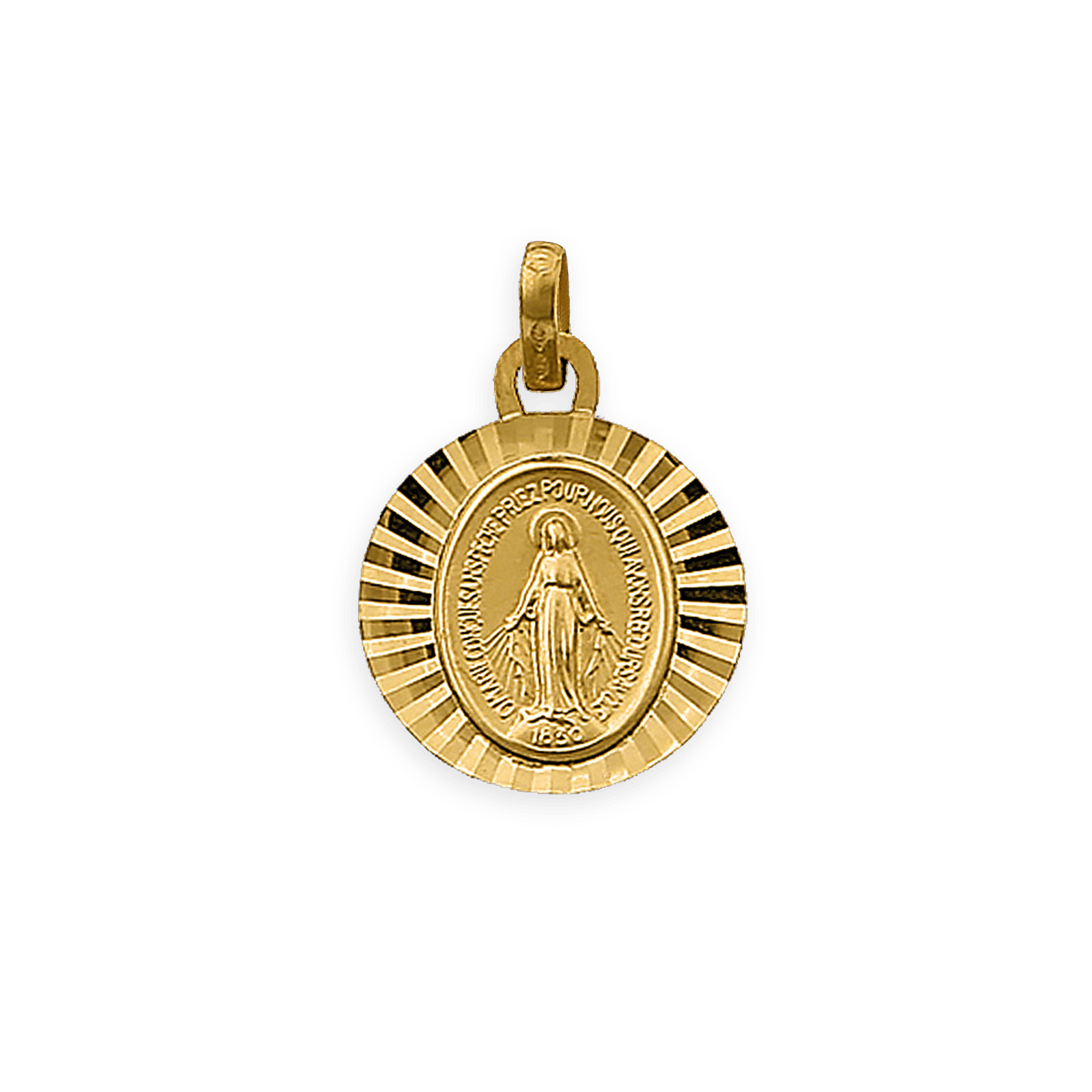Médaille Or375 Vierge Miraculeuse Diamantée avec bélière