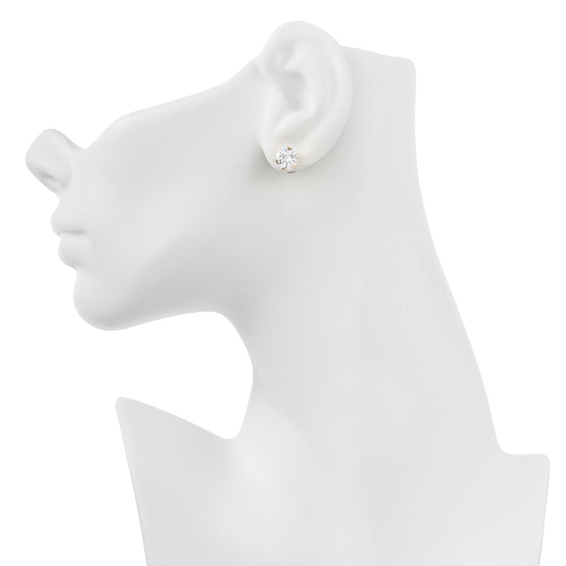 Boucles D'oreilles Or 375 Zirconium 8mm 6 Griffes