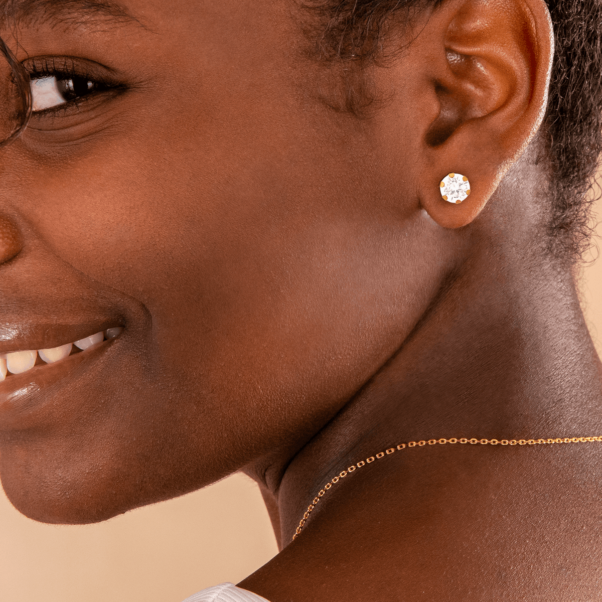 Boucles D'oreilles Or 375 Zirconium 8mm 6 Griffes