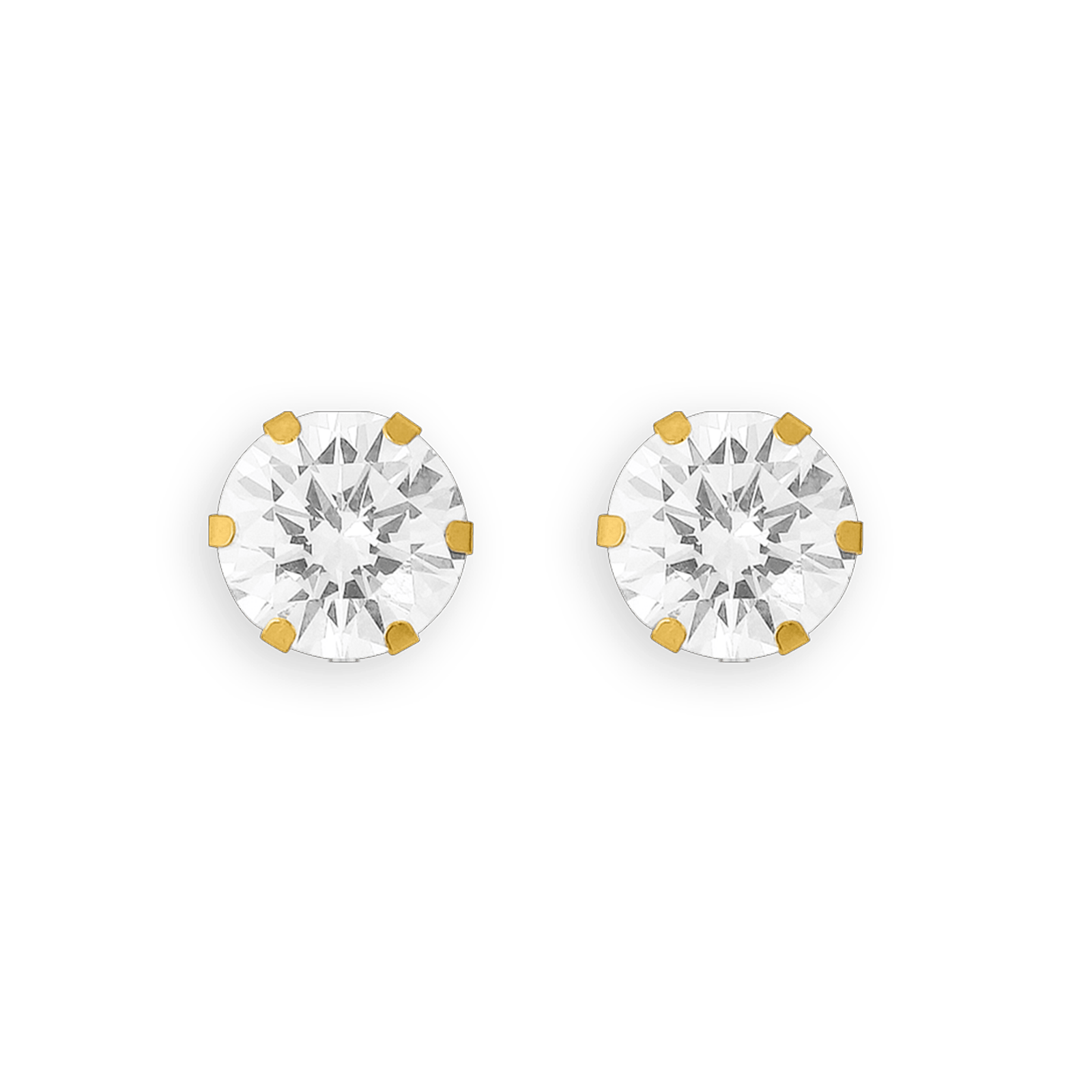 Boucles D'oreilles Or375 Puces Zirconium 10mm 6 griffes