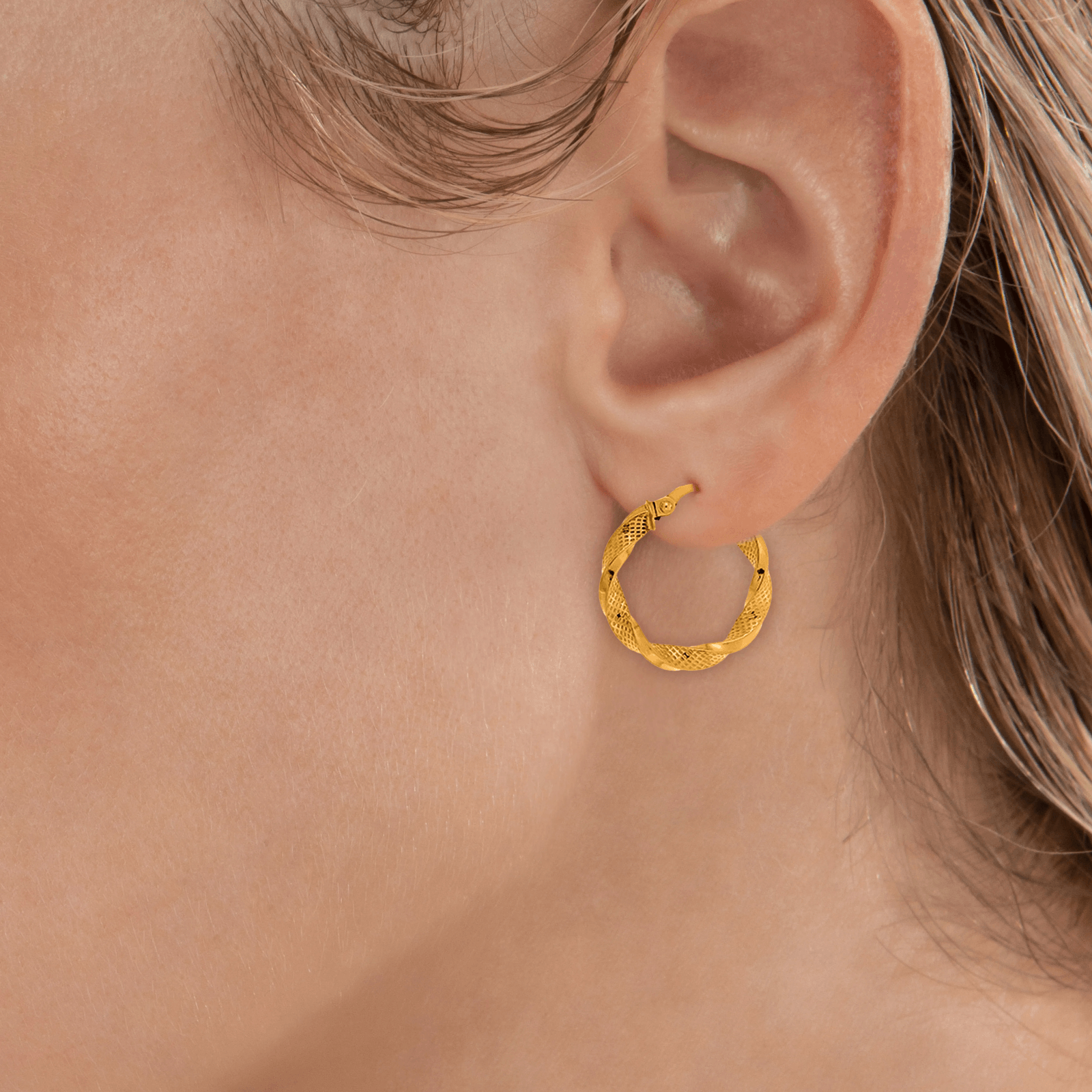 créoles or 9 carats torsadées 22mm