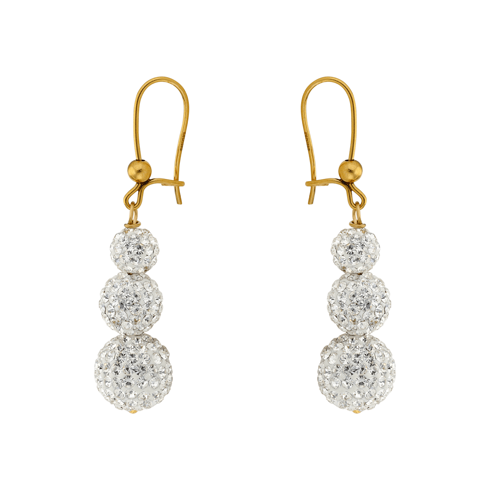 Boucles d'Oreilles crochet 3 blé strass dégradées
