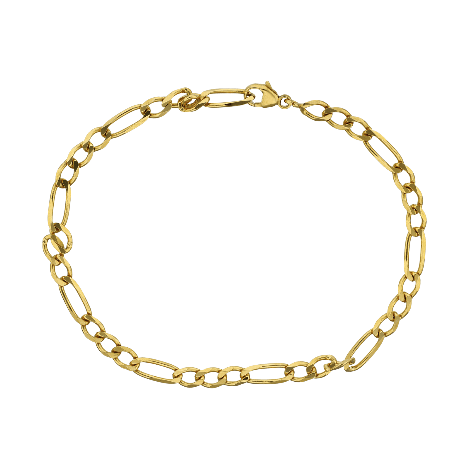 Bracelet gourmette chevillière ultra plate alternée 1.3 3.4 mm 21 cm