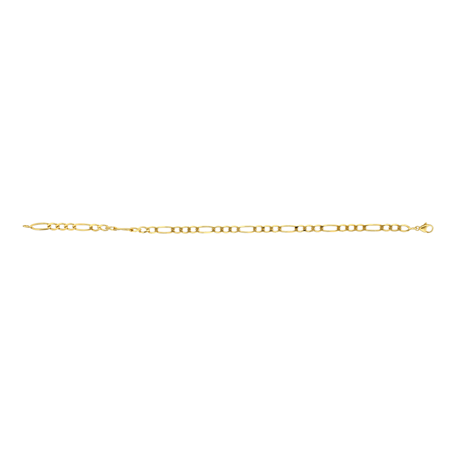 Bracelet gourmette chevillière ultra plate alternée 1.3 3.4 mm 21 cm