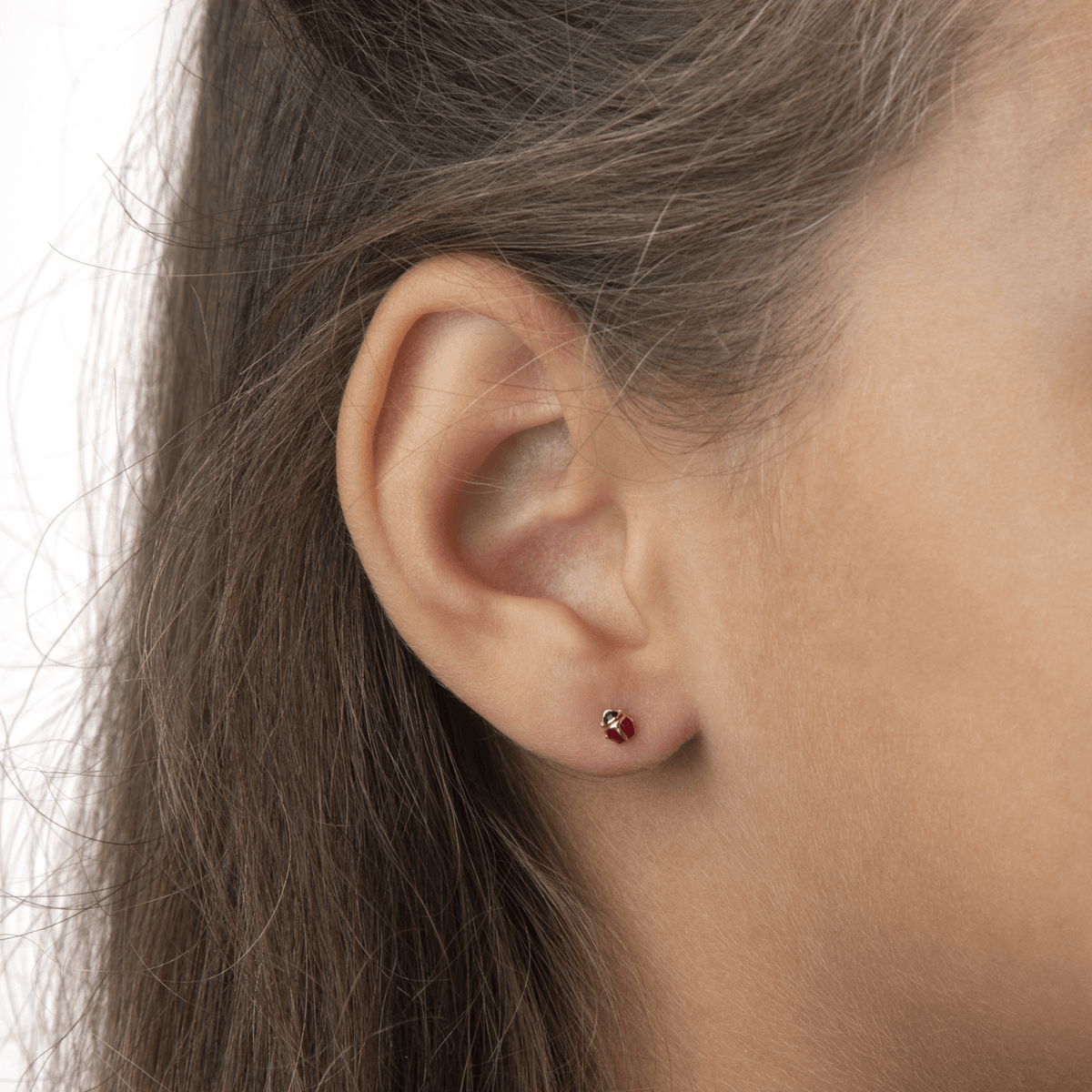 Boucles D'oreilles Or 750 Coccinelle 2*3mm Fermeture Vis