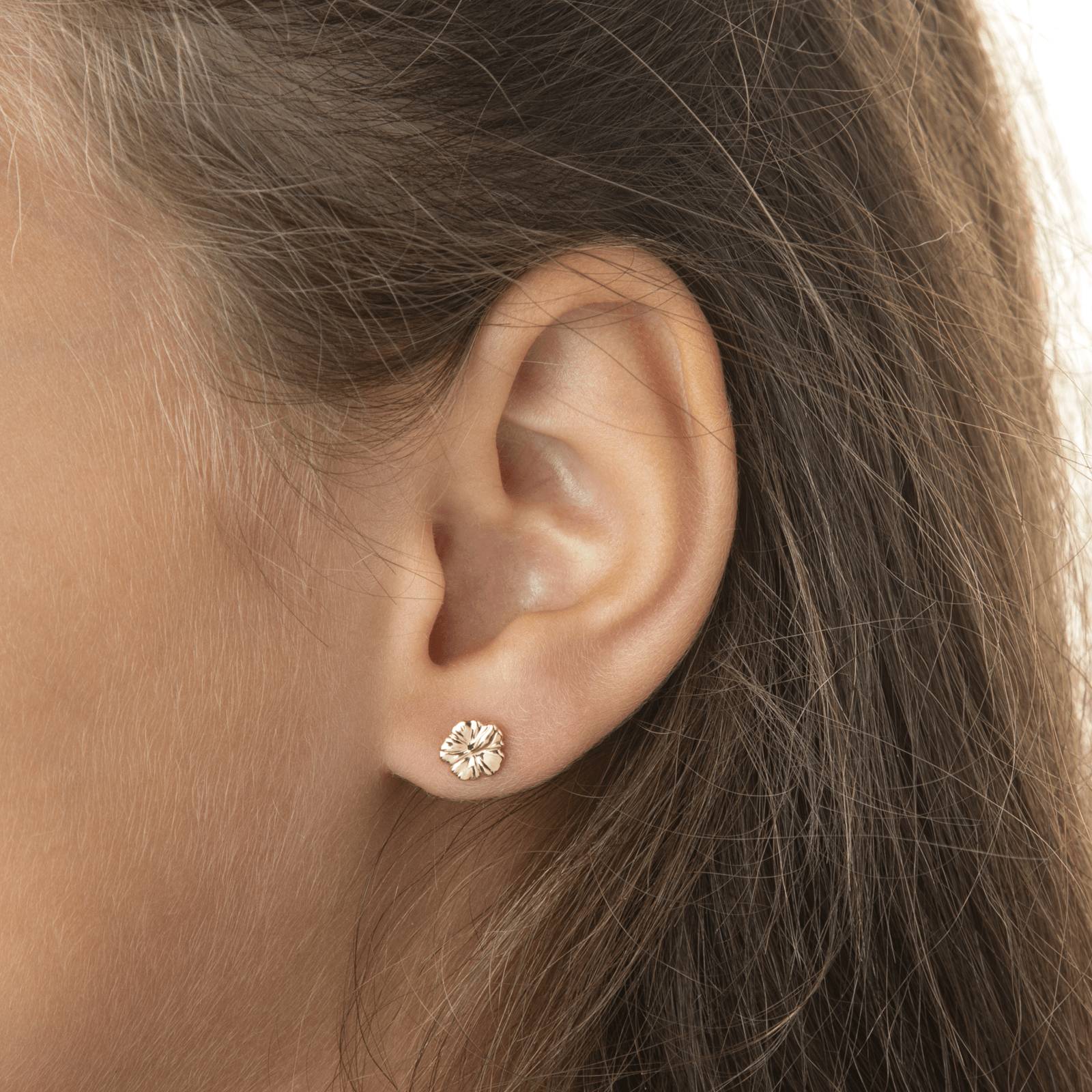 Boucles D'oreilles Or750 Hibiscus 6mm Fermeture Vis