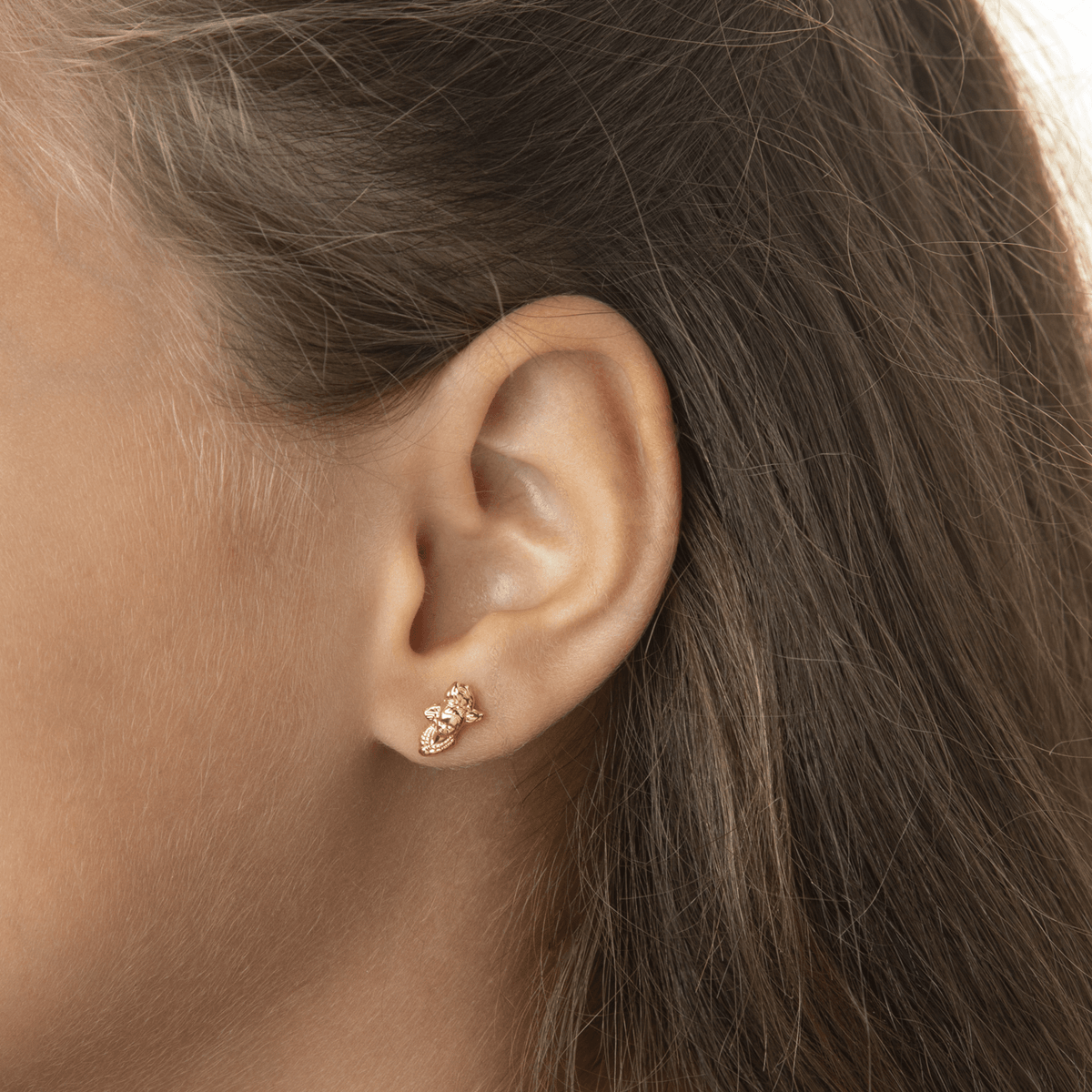 Boucles D'oreilles Or 750 Tête Antillaise 5*10mm Fermeture Vis