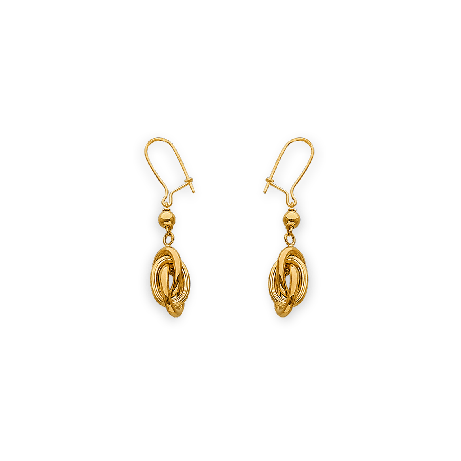 Boucles D'oreilles Or375 Pendant 40mm Au Total Nœud Forçat Antillais 8mm