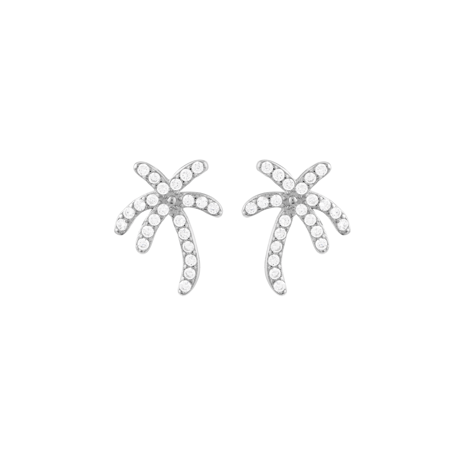 Boucles d'Oreilles puce Argent palmier sertie Oxyde de Zirconium