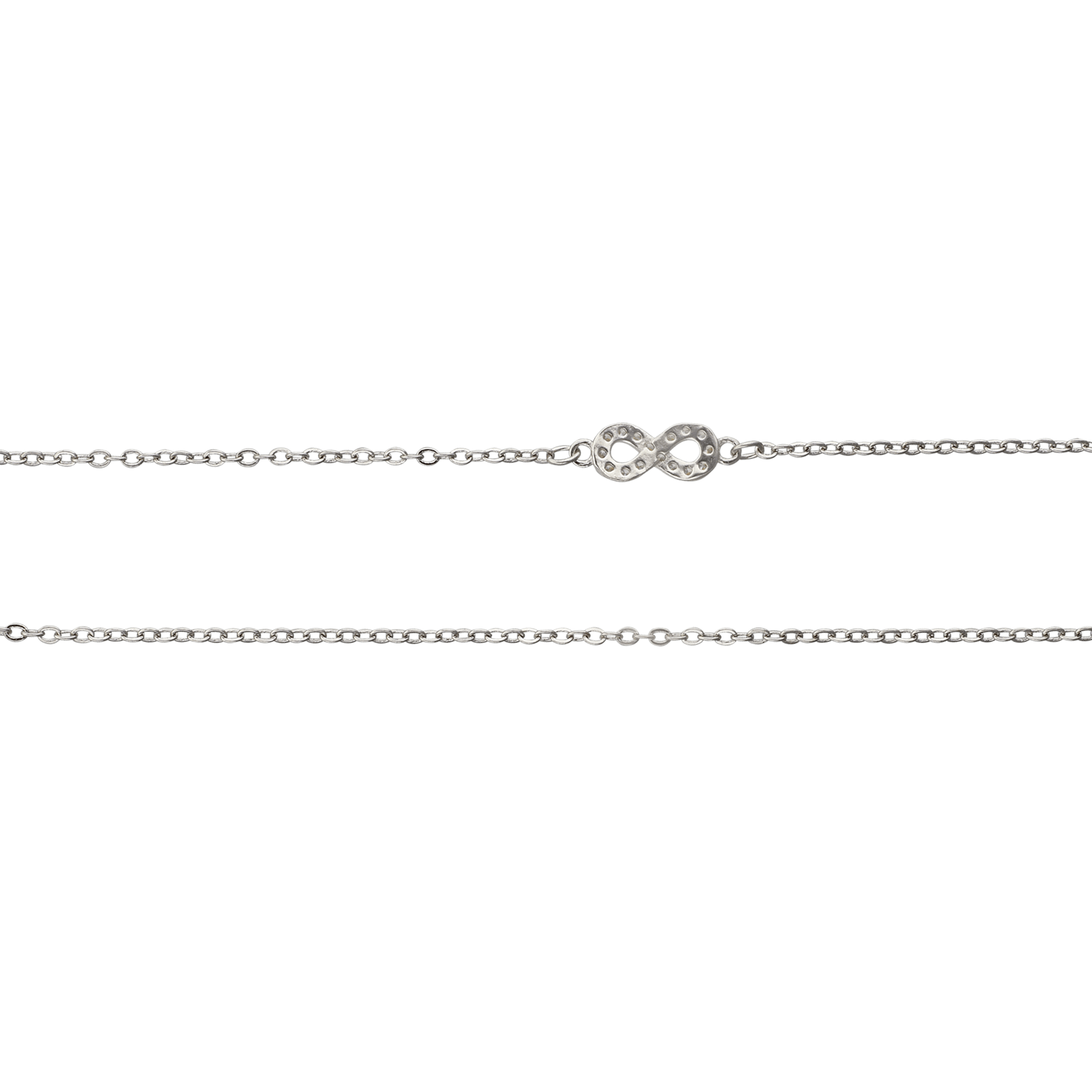 Collier Argent coeur et Infini ajouré Oxyde de Zirconium 42 plus 3 centimètres