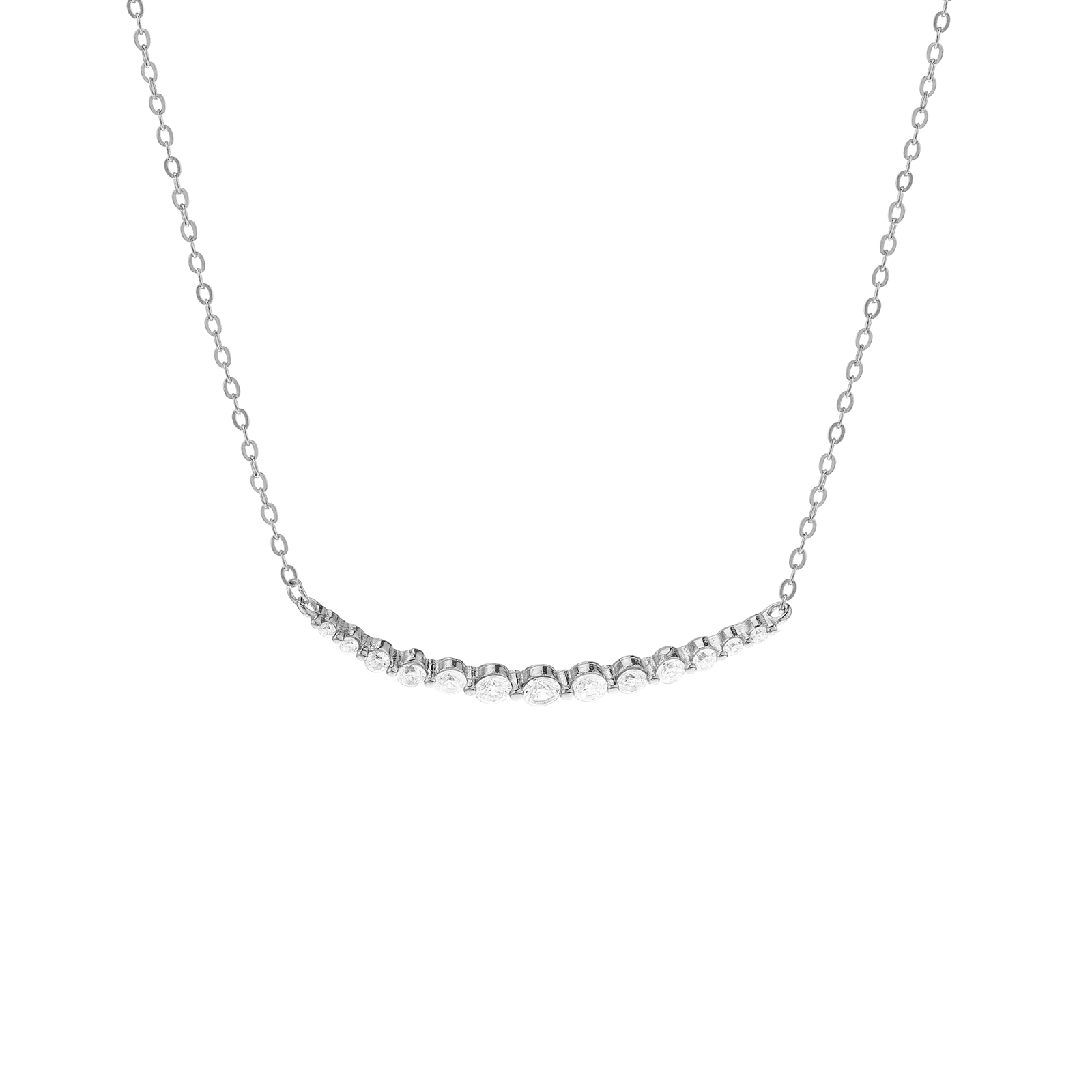 Collier Argent Centre Oxyde de Zirconium chute 42 plus 3 centimètres