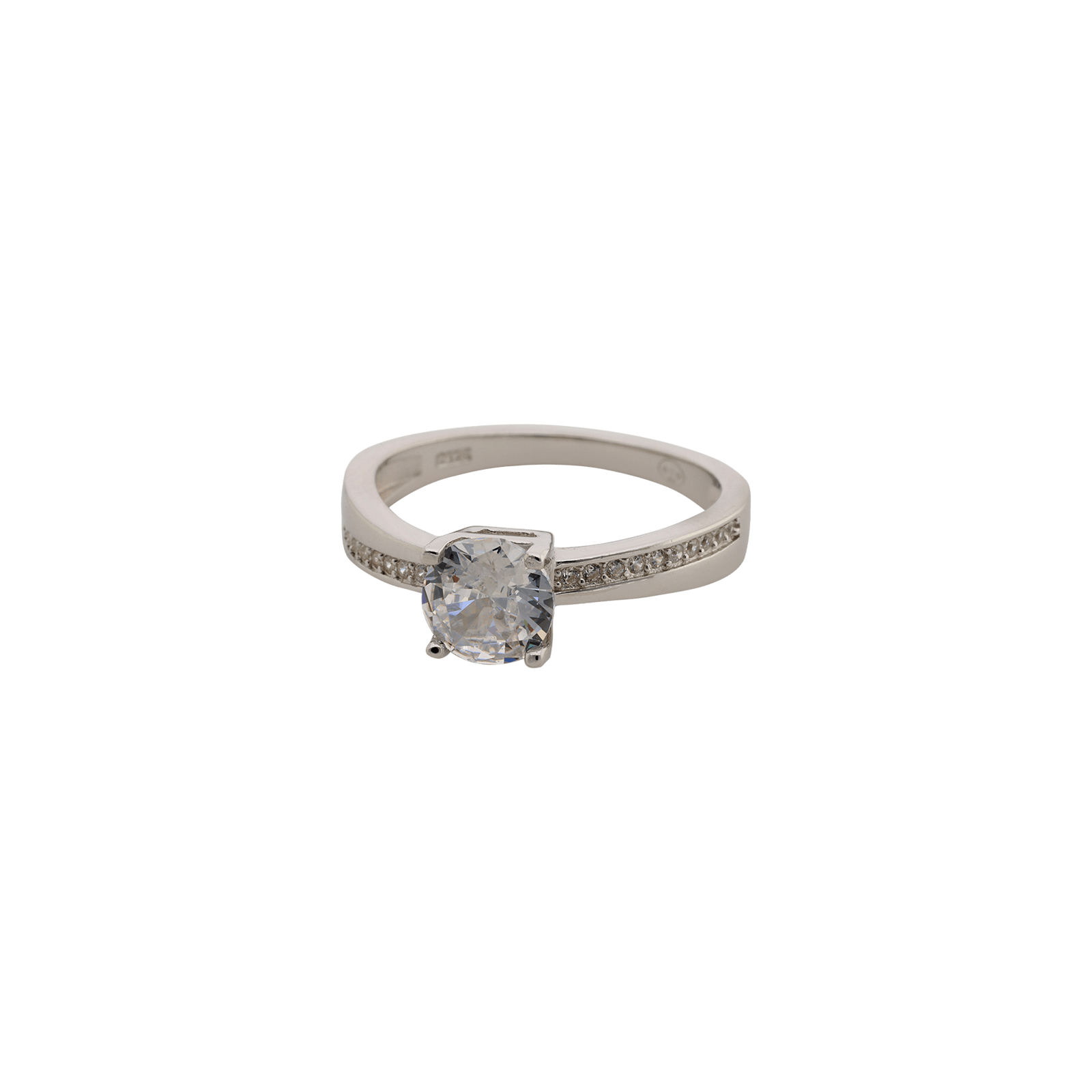 Bague Argent solitaire accompagné Zirconia Cubique Centre 6,5mm