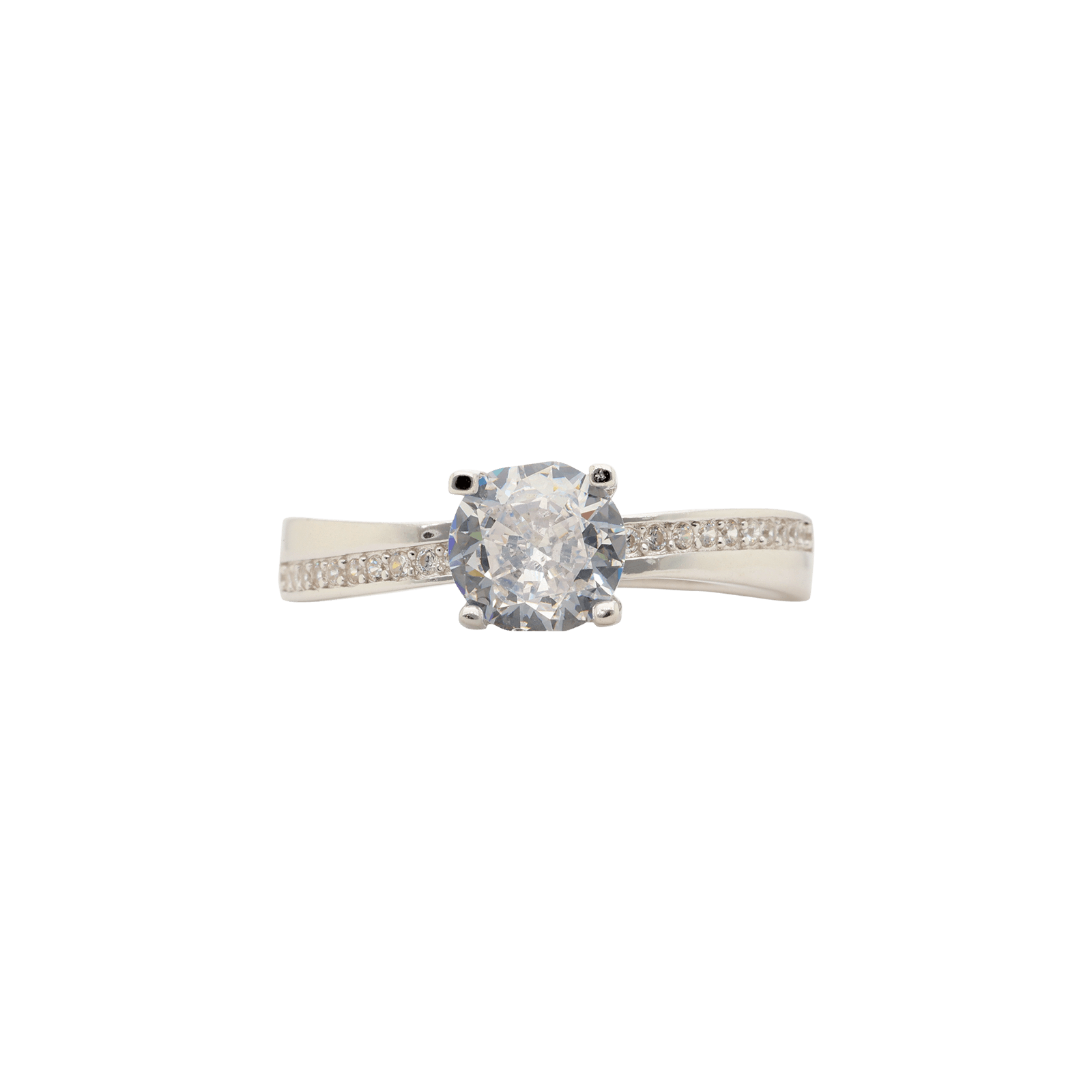 Bague Argent solitaire accompagné Zirconia Cubique Centre 6,5mm
